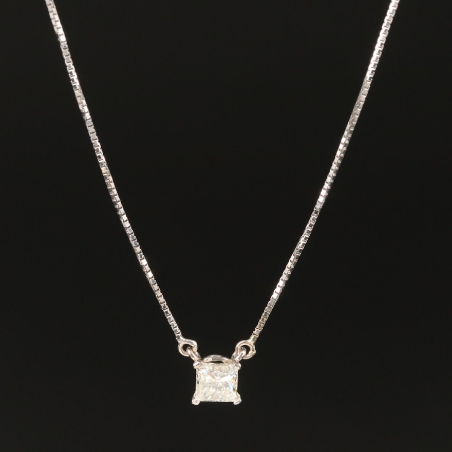 14K 0.59 CT Diamond Solitaire Necklace