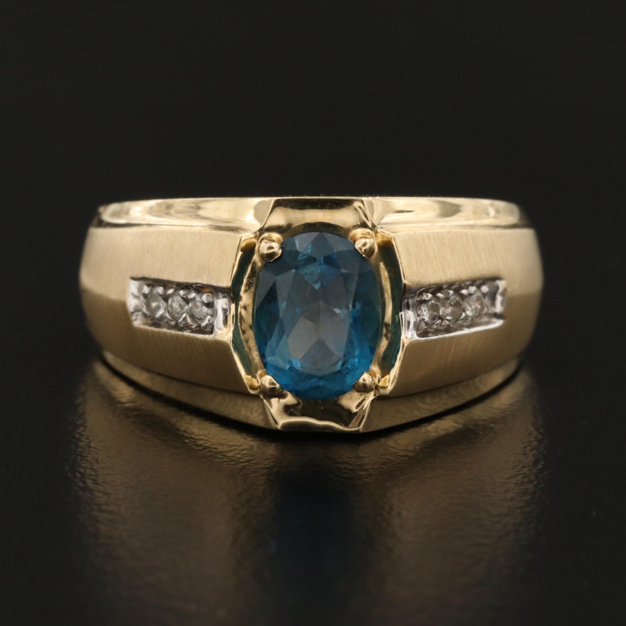 14K Topaz Ring with Diamond Accented Shoulders