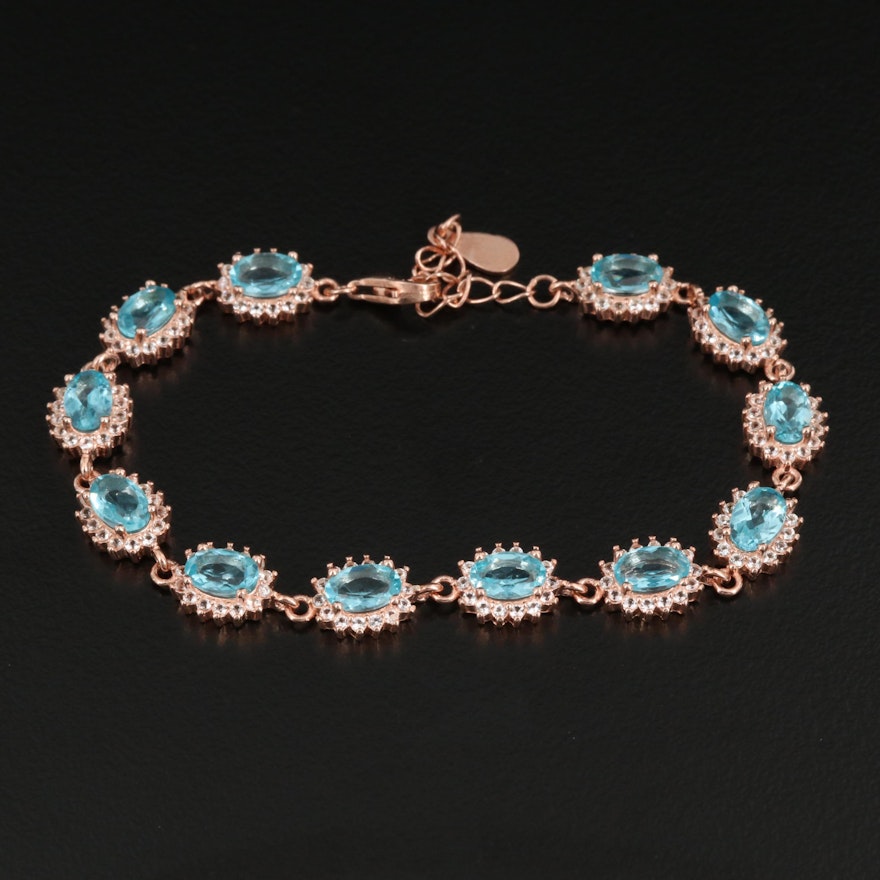 Sterling Apatite and White Spinel Bracelet