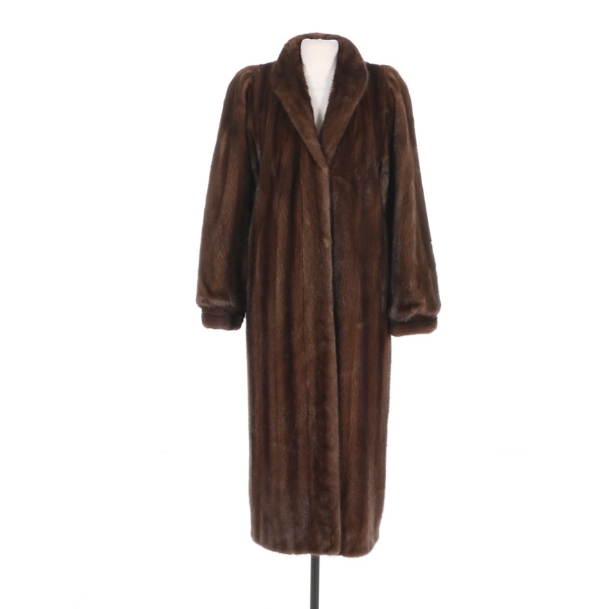 Mink Fur Full-Length Coat with Banded Cuffs by John Tauben