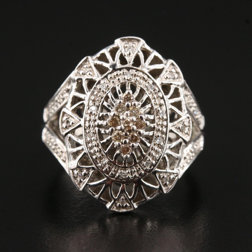 Sterling Diamond Openwork Ring