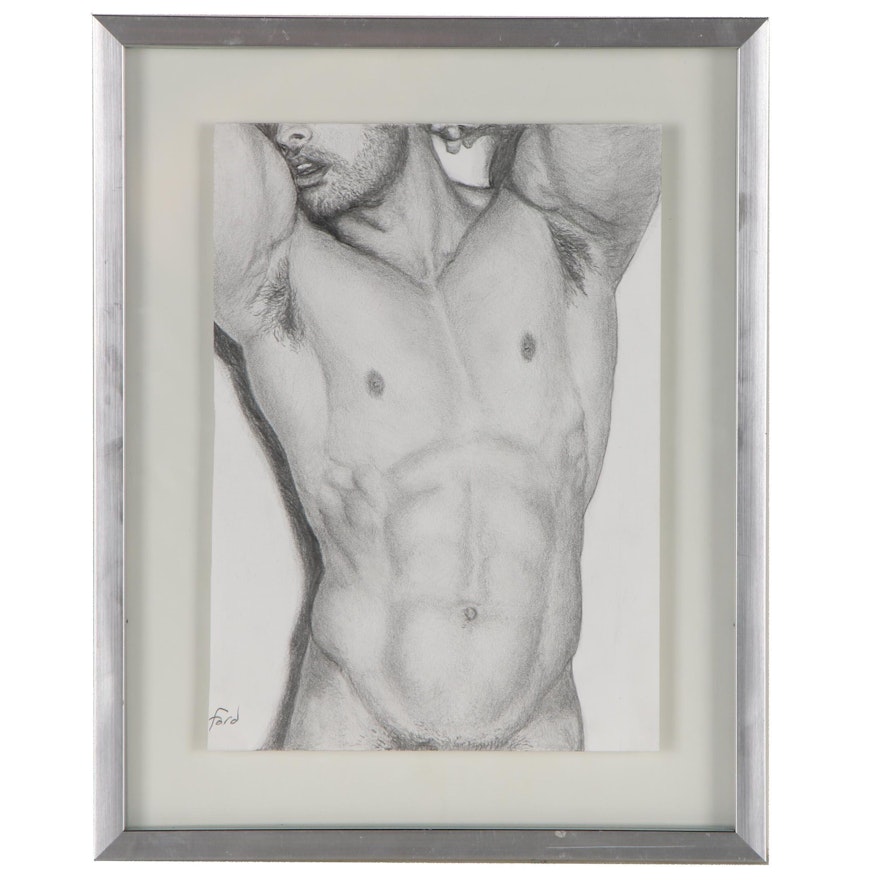 Kevin Ford Figural Graphite Drawing of Male Nude