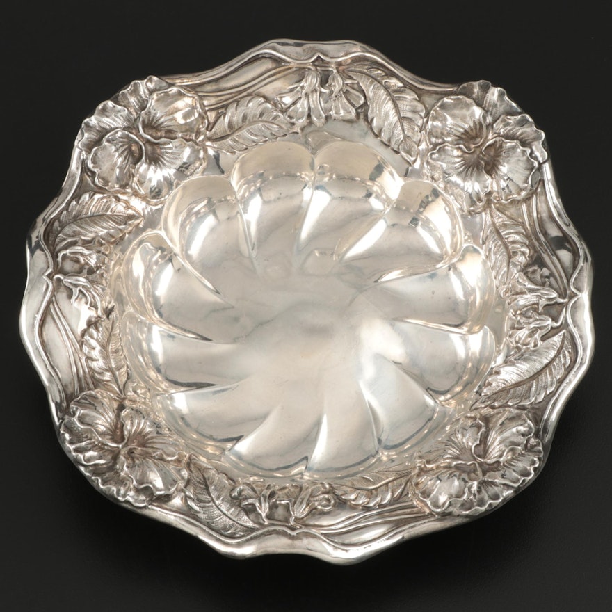 Simons Brothers Repousse Sterling Silver Bonbon Bowl, Early 20th Century