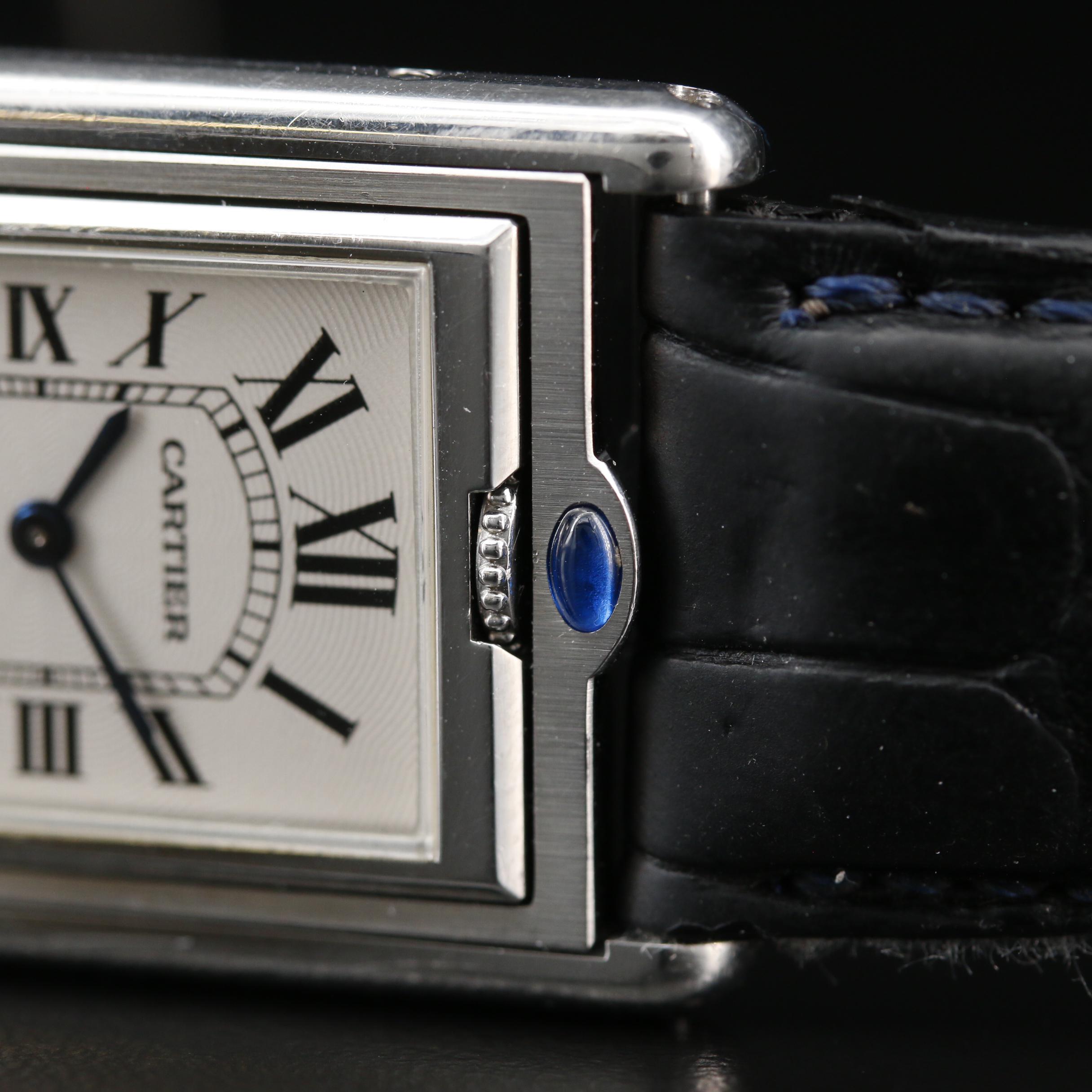 Cartier Tank "Basculante" Stainless Steel Stem Wind Watch
