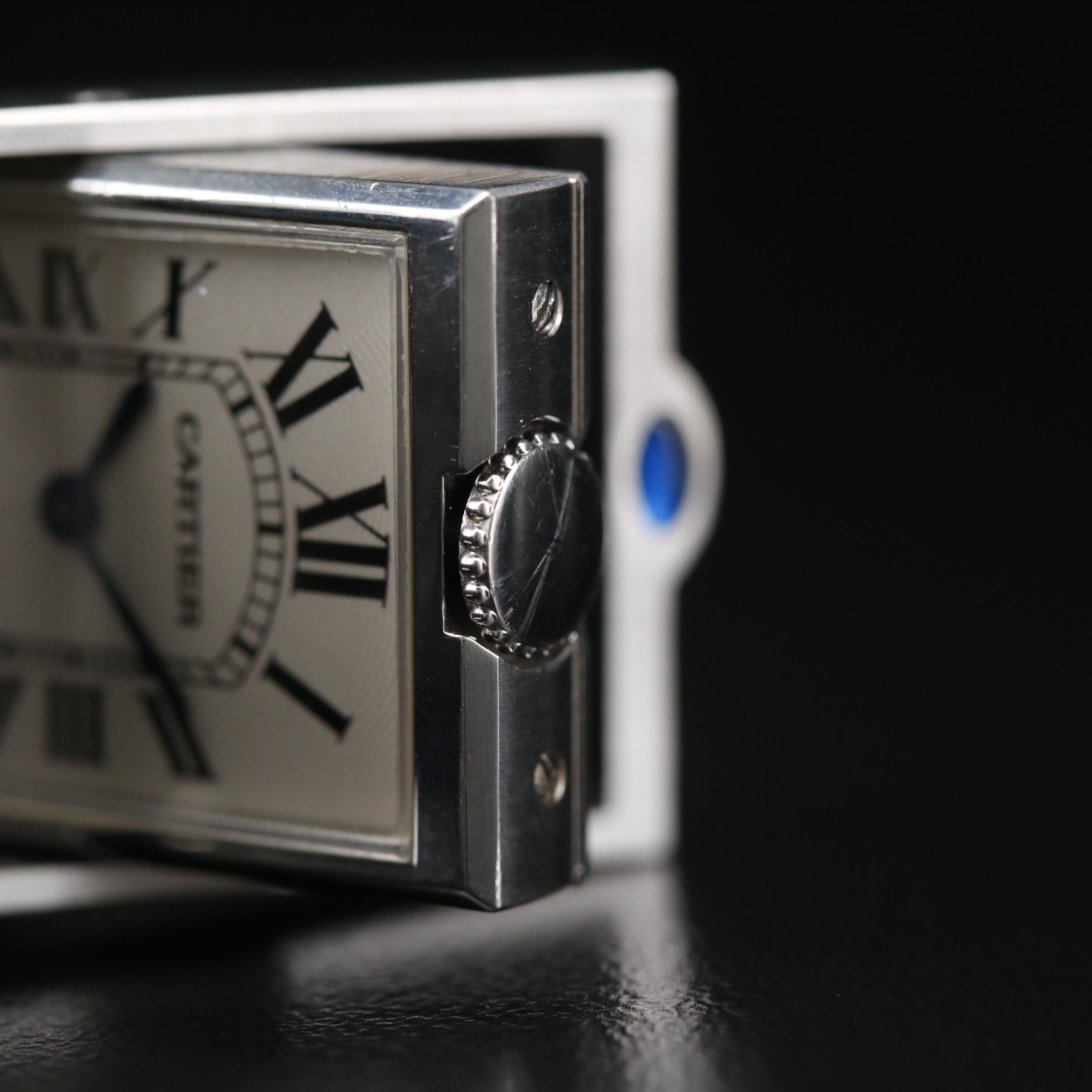 Cartier Tank "Basculante" Stainless Steel Stem Wind Watch