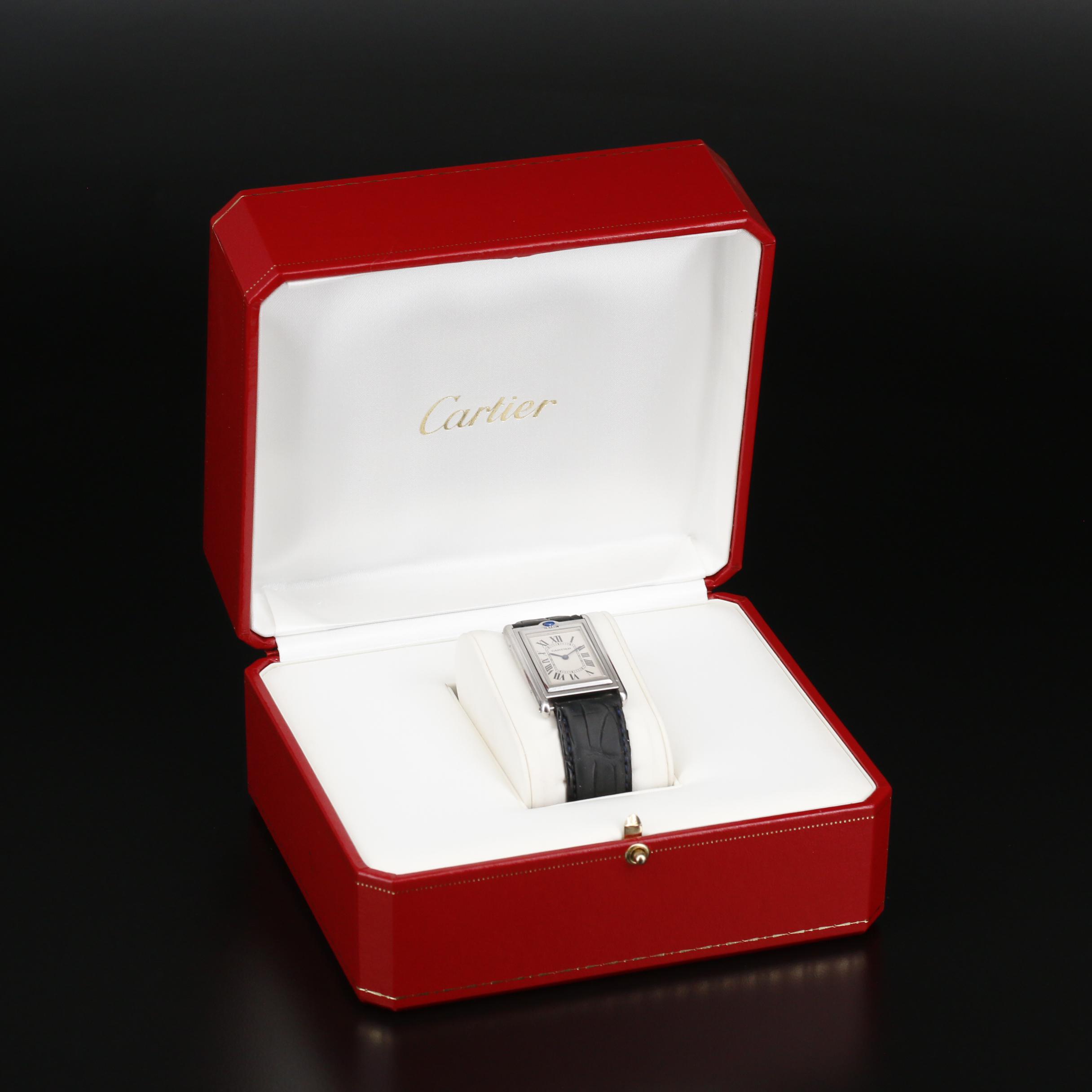 Cartier Tank "Basculante" Stainless Steel Stem Wind Watch