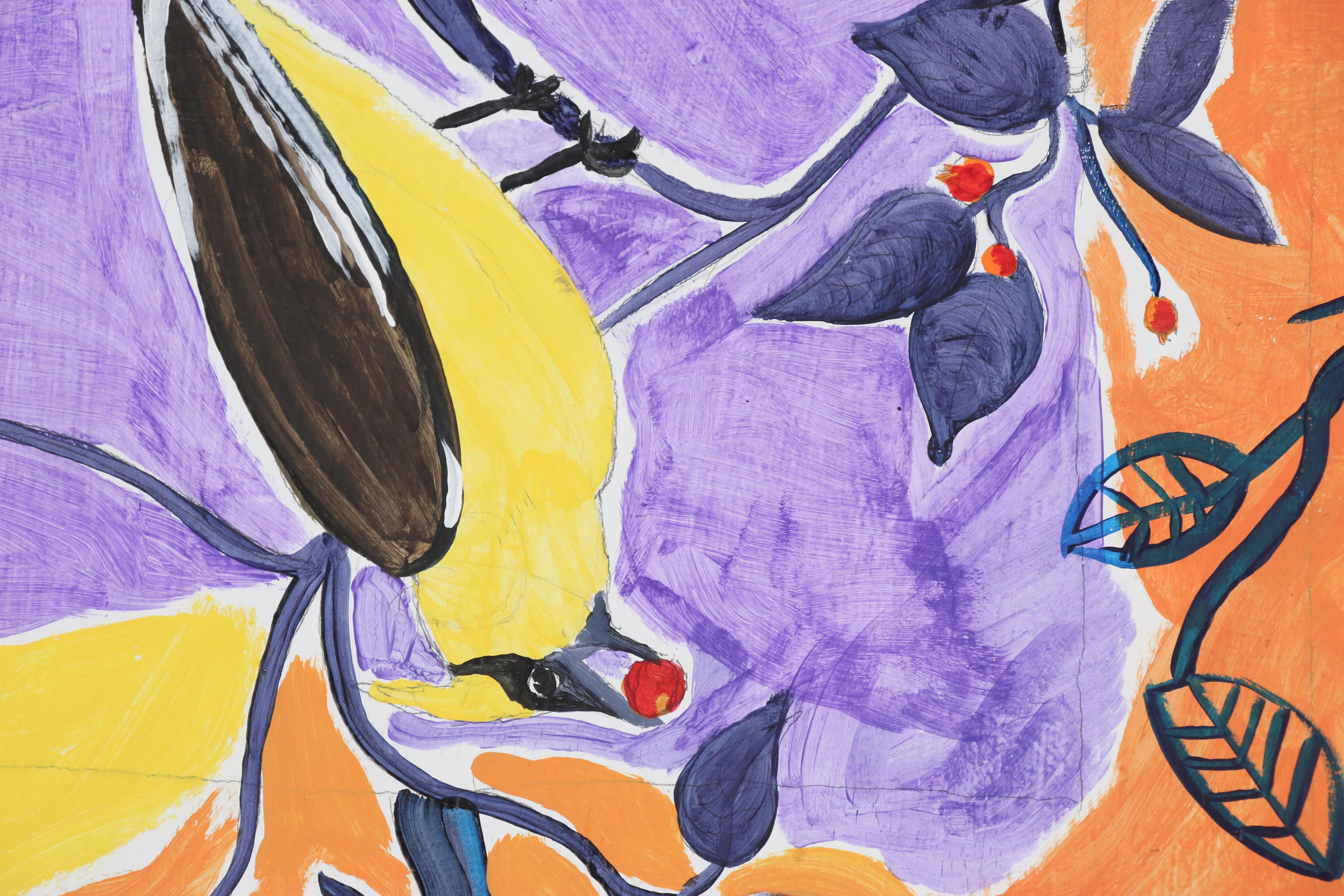 Rachelle Rudolph and Ron Brookbank Acrylic on Wood "Topsy Turvy Birdy", 2020