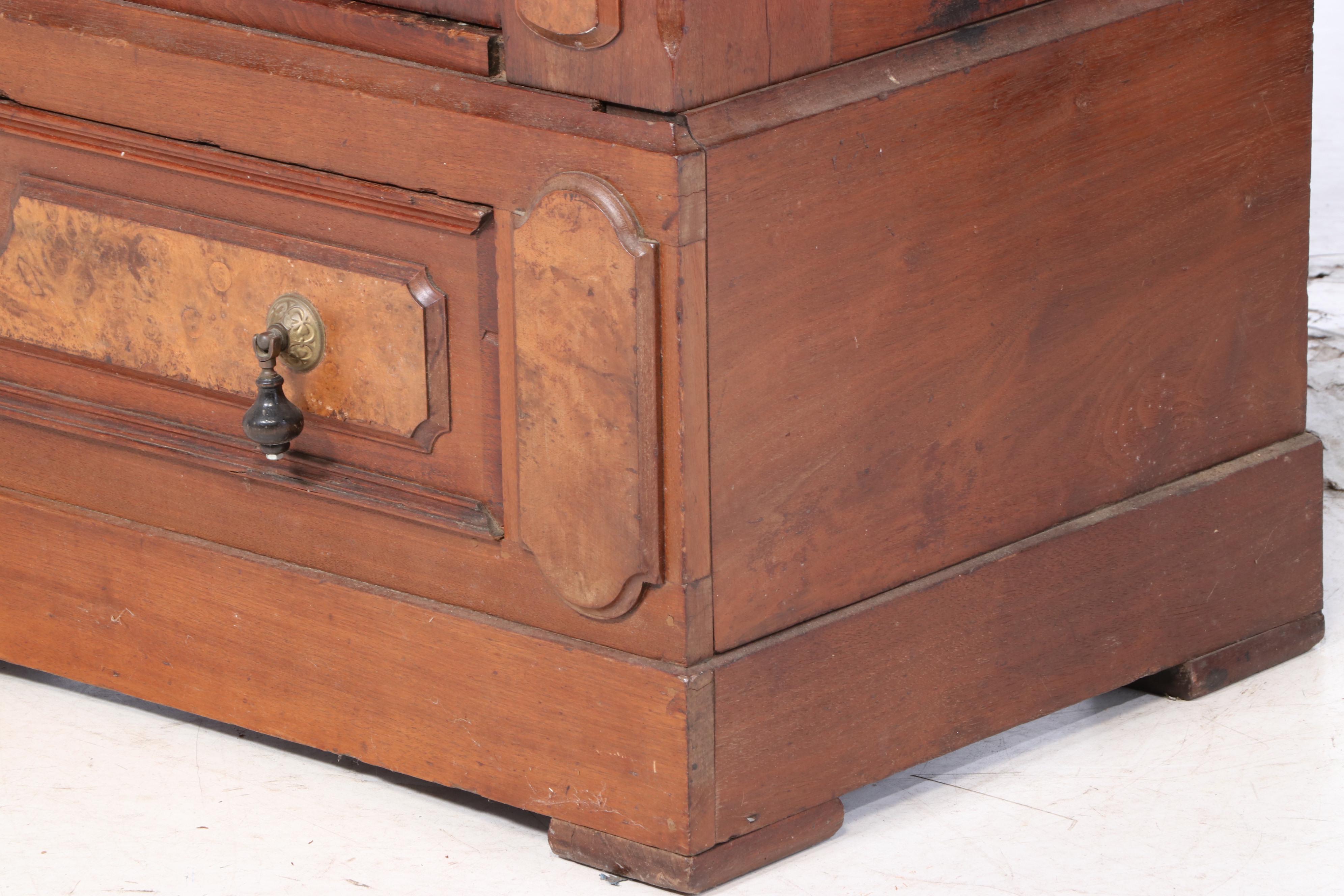Victorian Walnut and Burl Walnut Wardrobe, Late 19th Century
