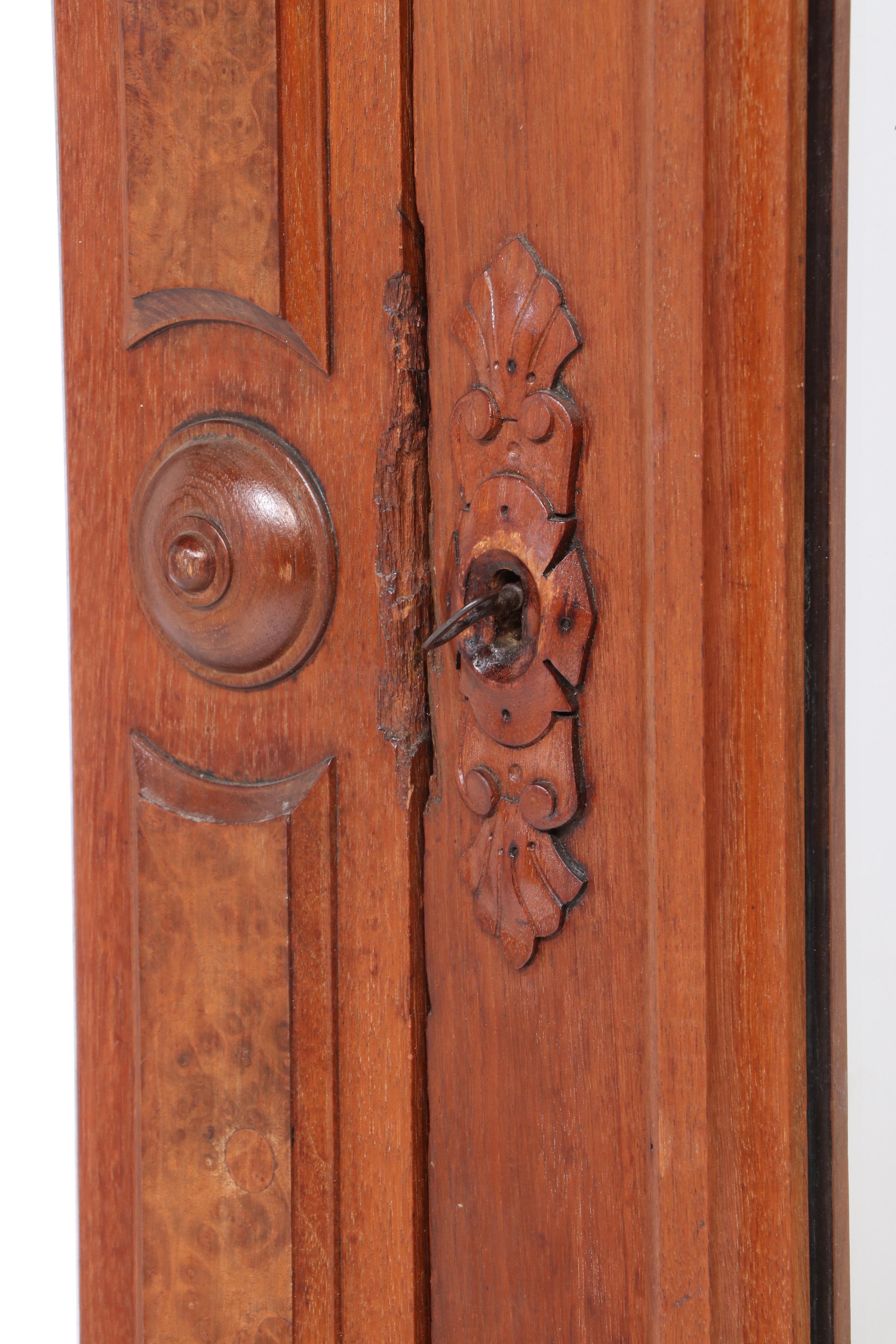Victorian Walnut and Burl Walnut Wardrobe, Late 19th Century