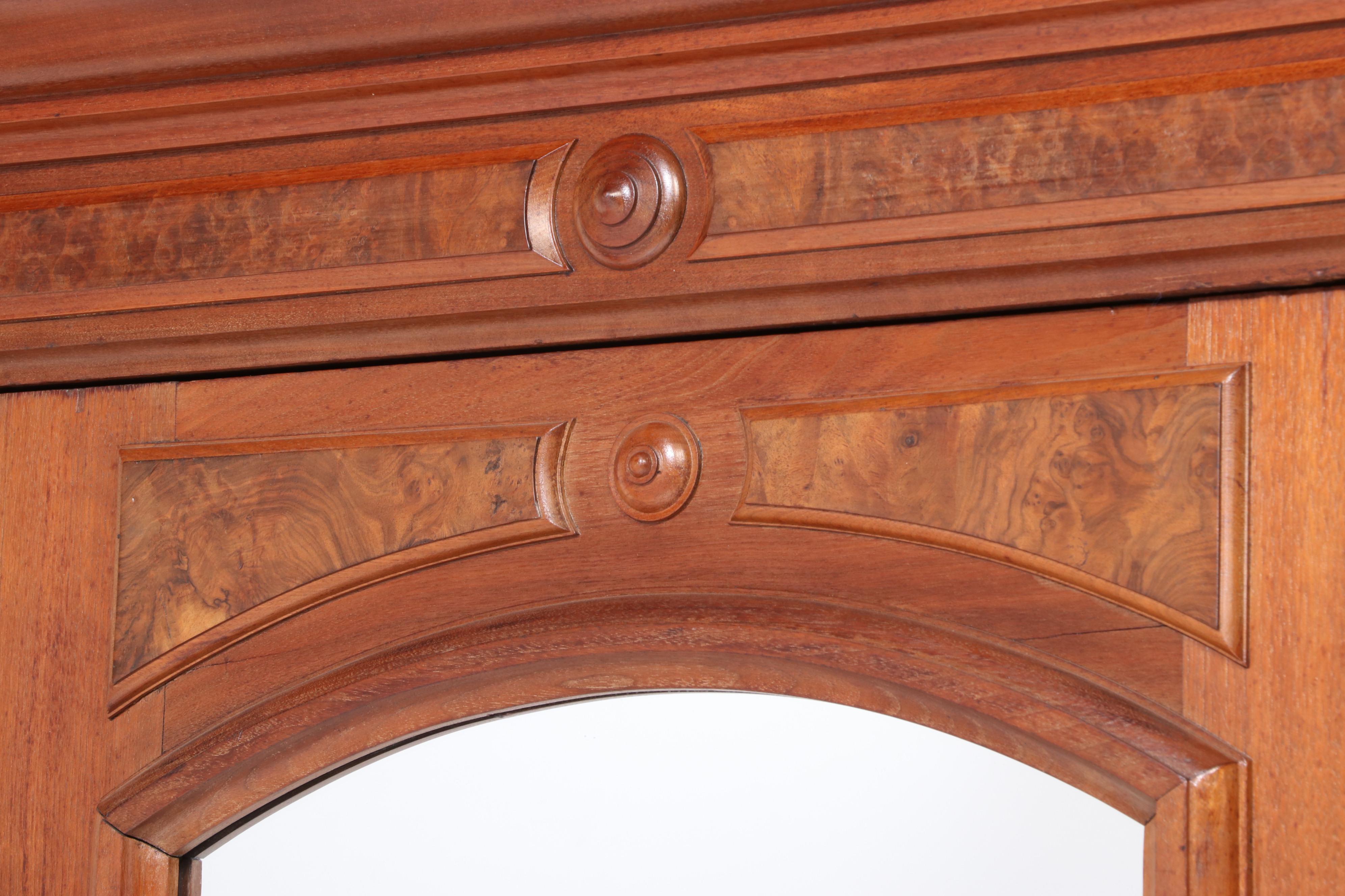 Victorian Walnut and Burl Walnut Wardrobe, Late 19th Century
