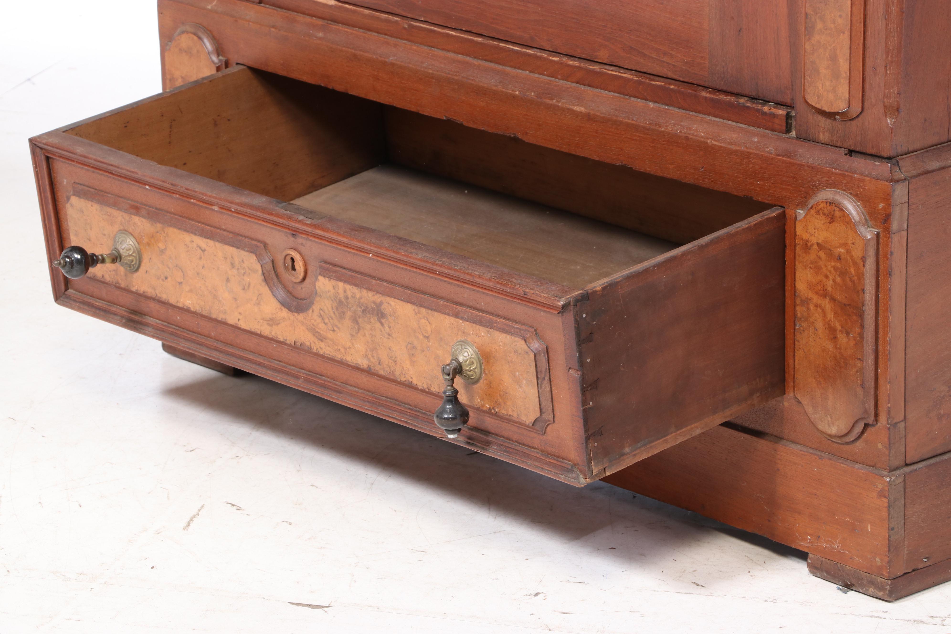 Victorian Walnut and Burl Walnut Wardrobe, Late 19th Century