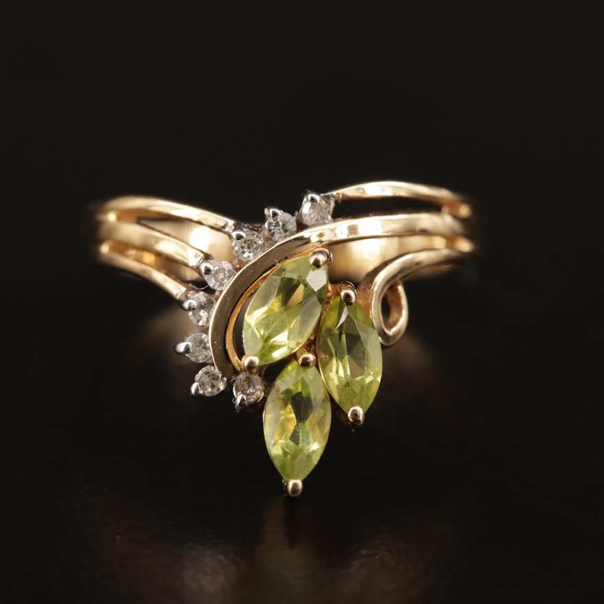 10K Peridot and Diamond Ring