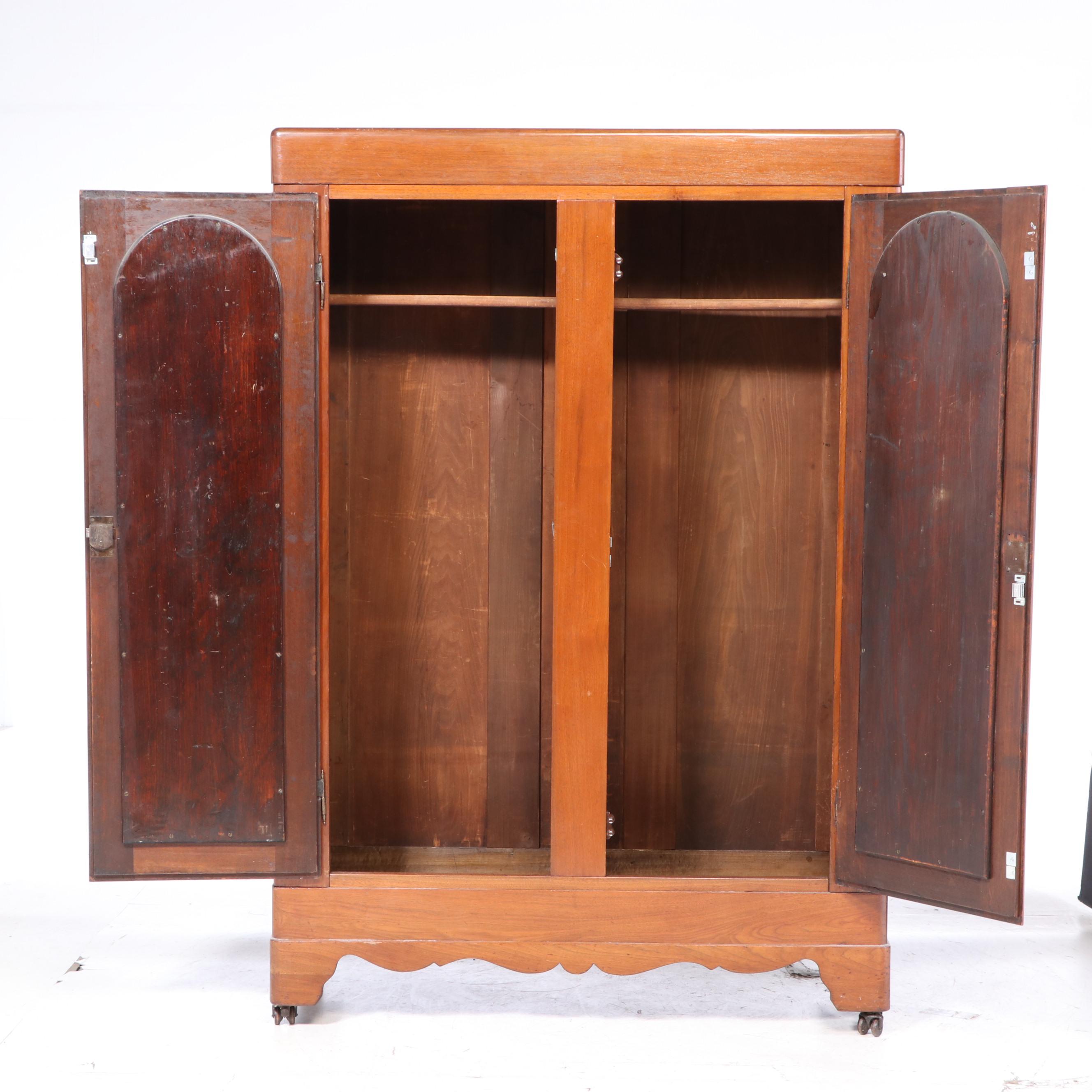 Victorian Walnut and Burl Walnut Wardrobe, Late 19th Century