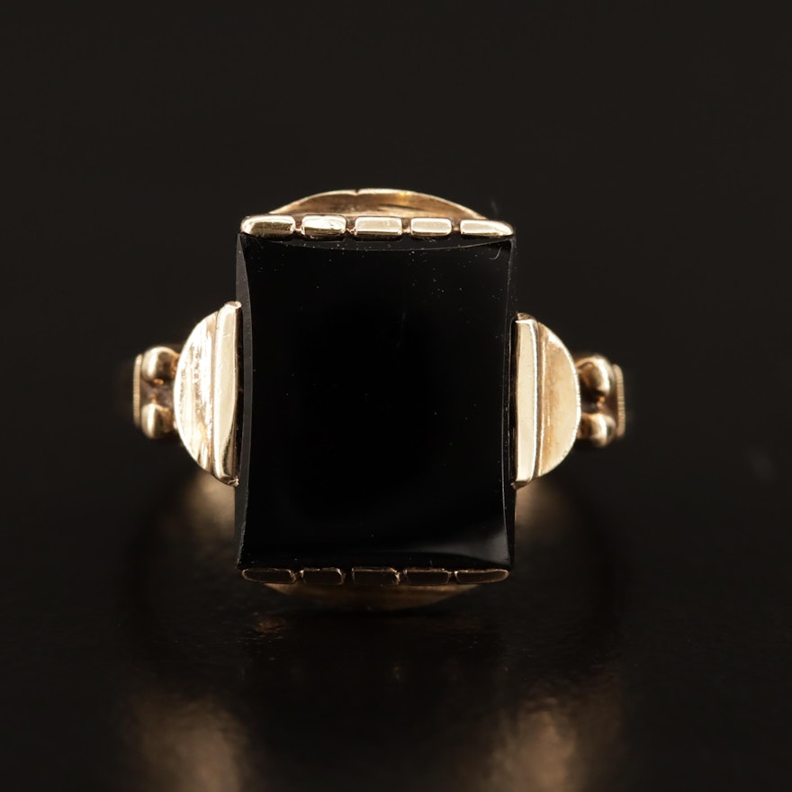 Vintage 10K Black Onyx Ring