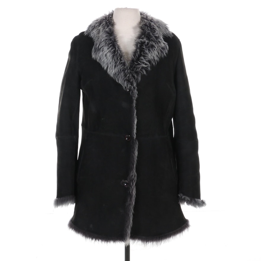 Autunno Black and Grey Shearling Coat