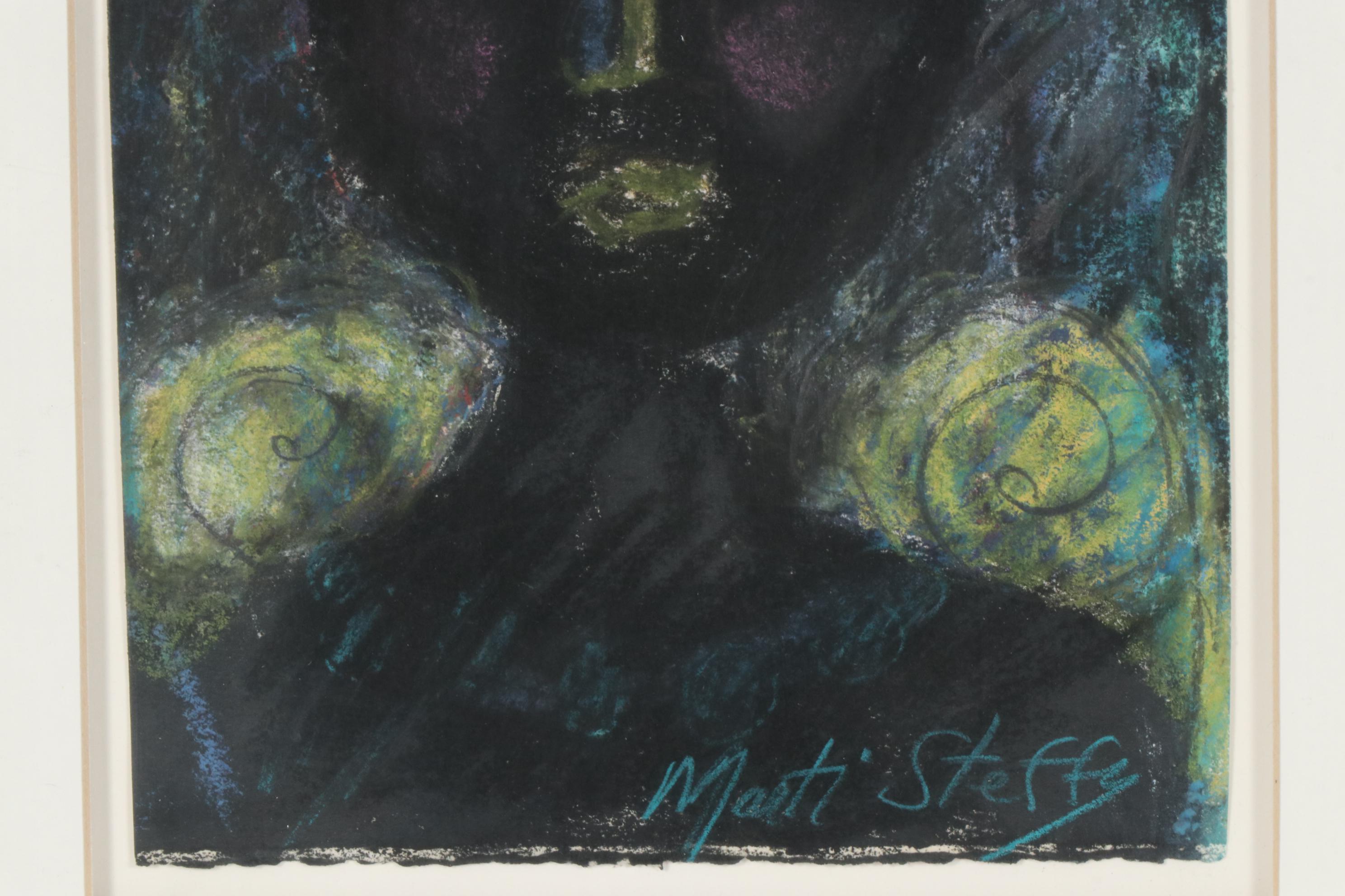 Marti Steffy Mixed Media Drawing of Abstract Portrait