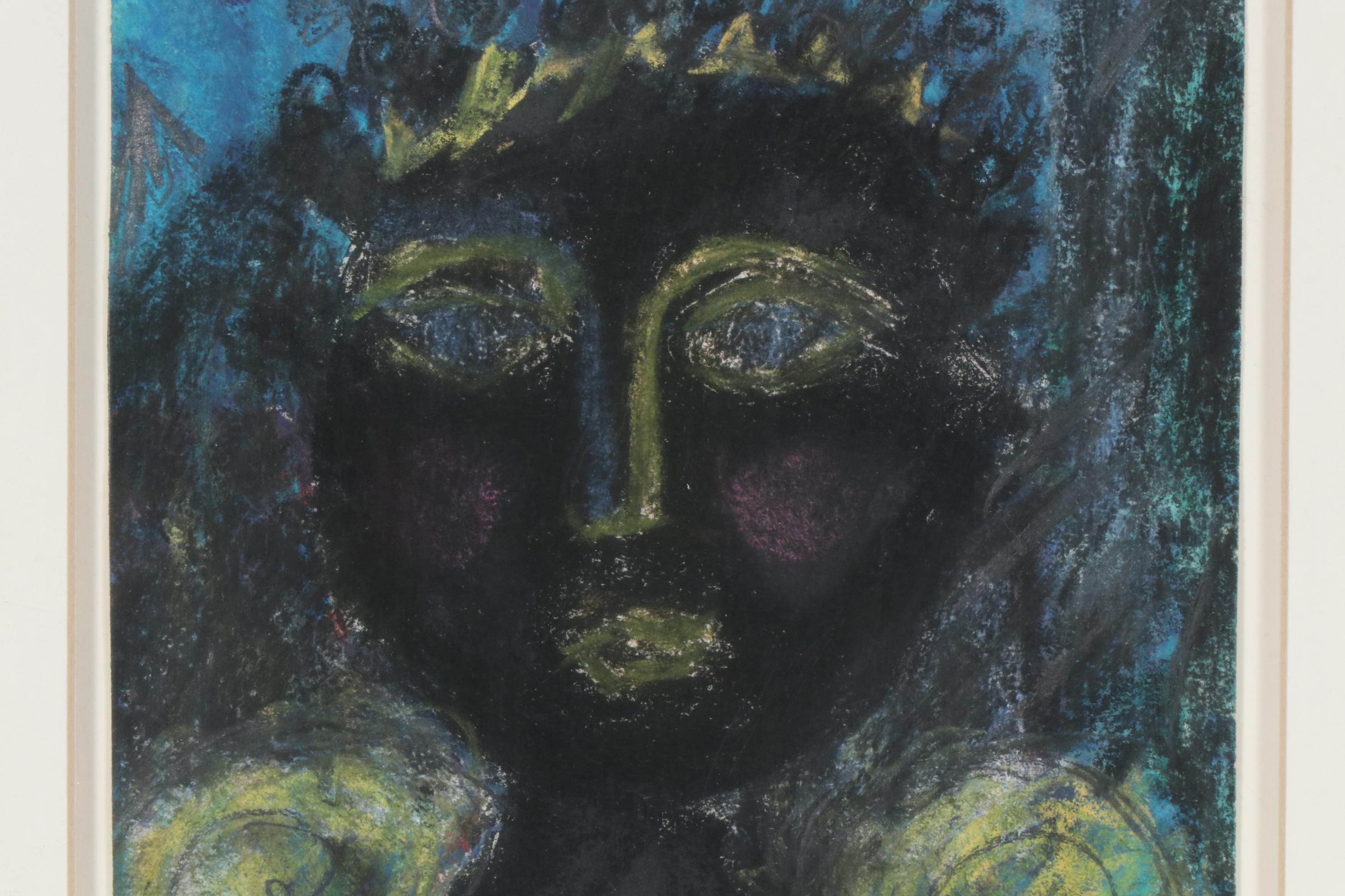 Marti Steffy Mixed Media Drawing of Abstract Portrait