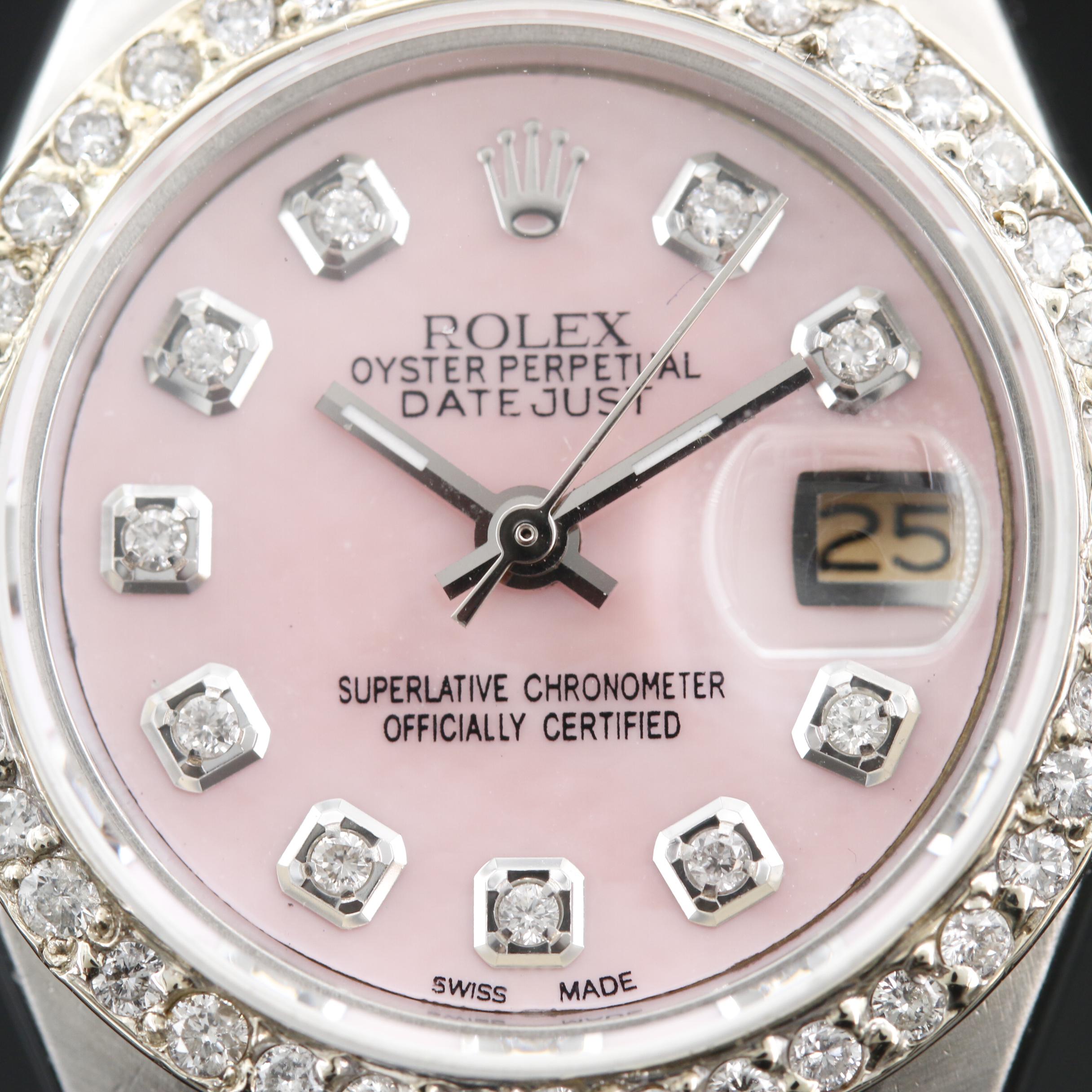 1977 Rolex Datejust Diamond Dial and Bezel 14K and Stainless Steel Watch