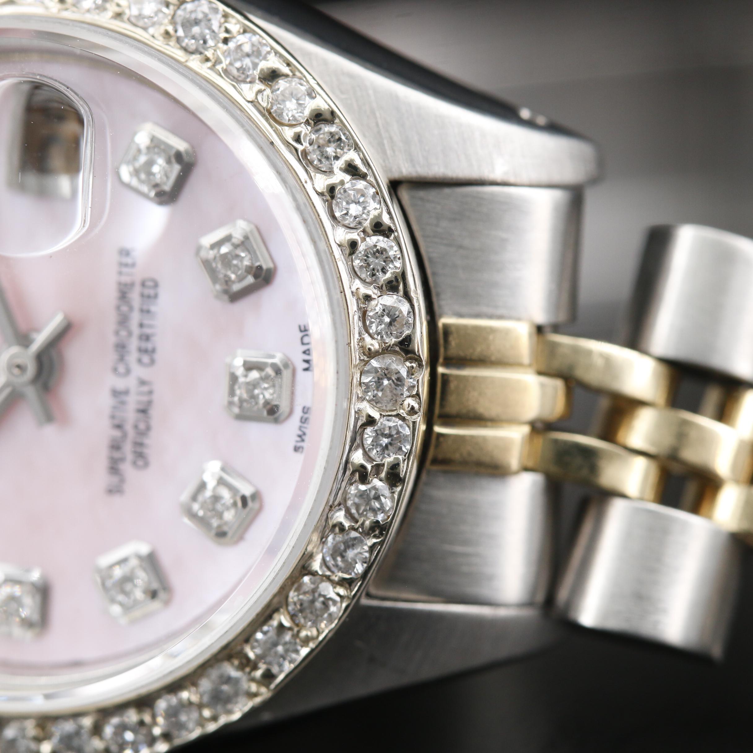 1977 Rolex Datejust Diamond Dial and Bezel 14K and Stainless Steel Watch