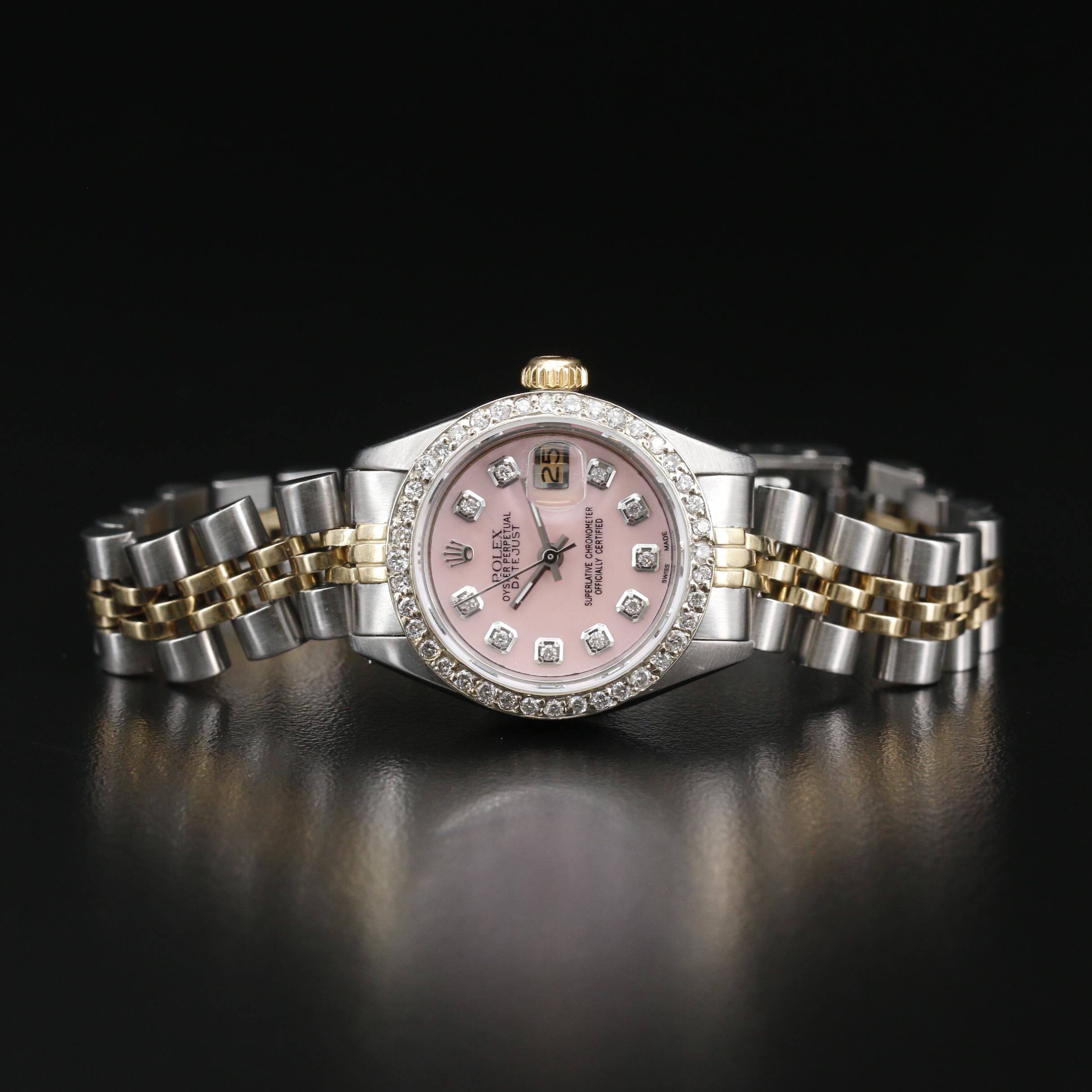 1977 Rolex Datejust Diamond Dial and Bezel 14K and Stainless Steel Watch