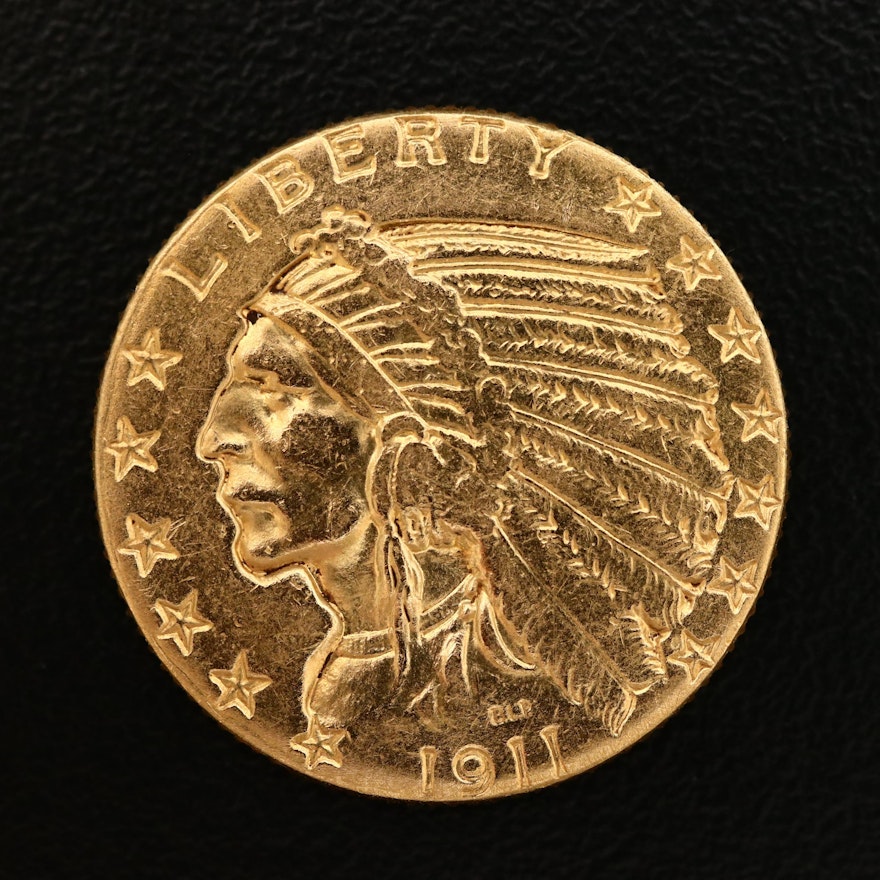 1911 Indian Head $5 Gold Half Eagle Coin