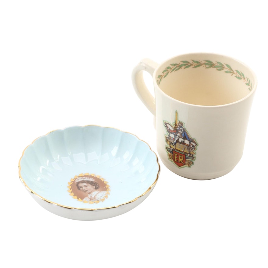 Aynsley "Elizabeth II" Bone China Dish and Royal Doulton "Edward VIII" Teacup