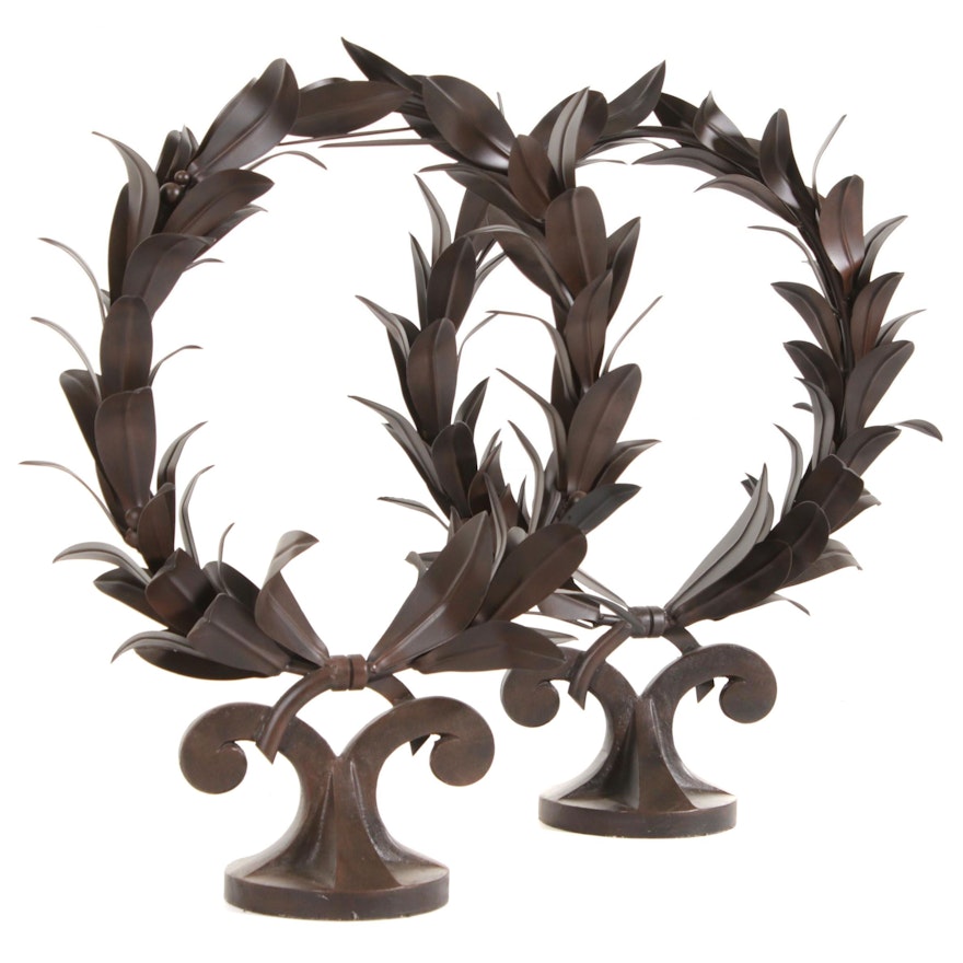 Global Views Welded Metal Laurel Wreath Decorative Figures, 21st Century