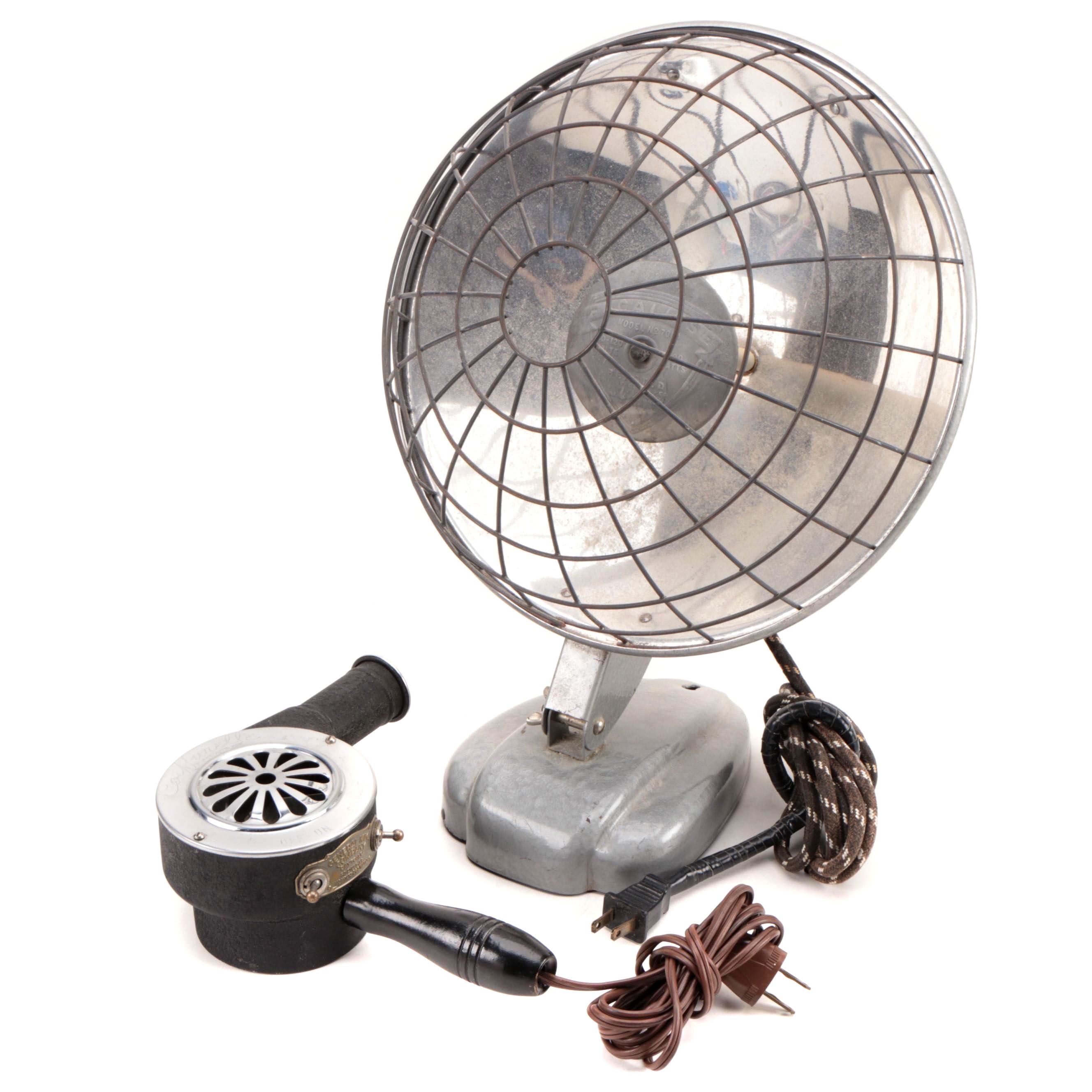 Focalipse Space Heater and Coiffurette Blow Dryer, Early to Mid 20th Century