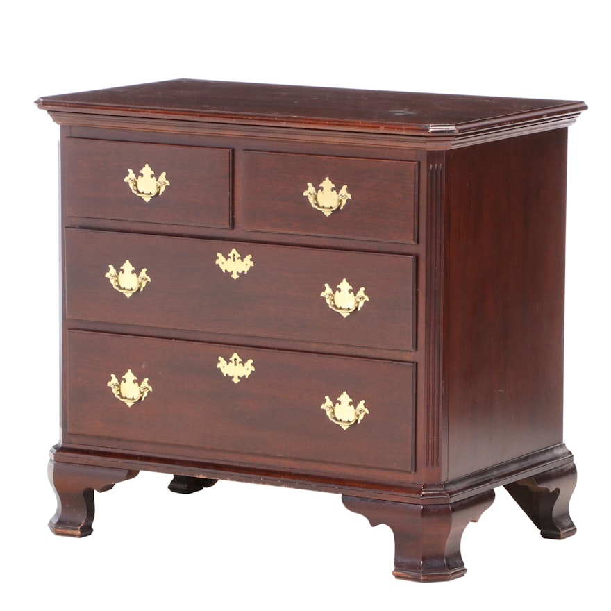 Chippendale Style Mahogany Bedside Chest of Drawers, Late 20th Century