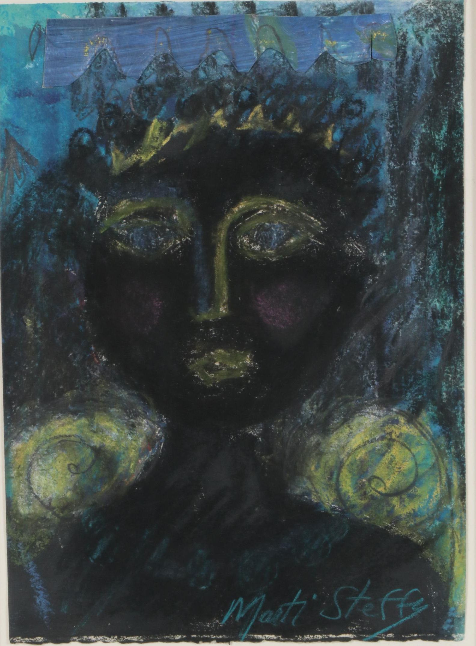 Marti Steffy Mixed Media Drawing of Abstract Portrait