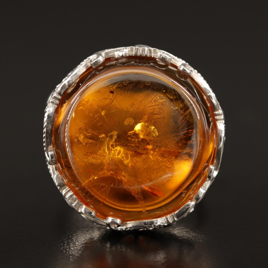 Sterling Silver Amber Ring