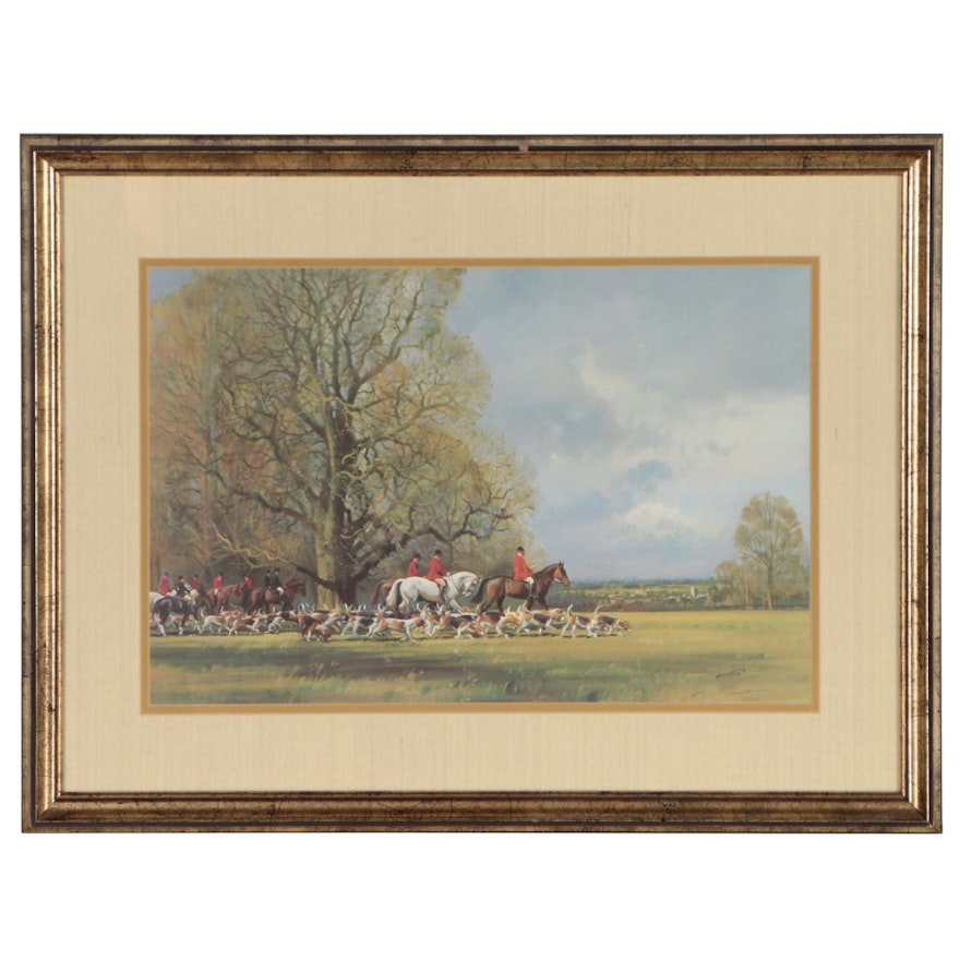 Frank Wootton Offset Lithograph "Huntsmen and Hounds"