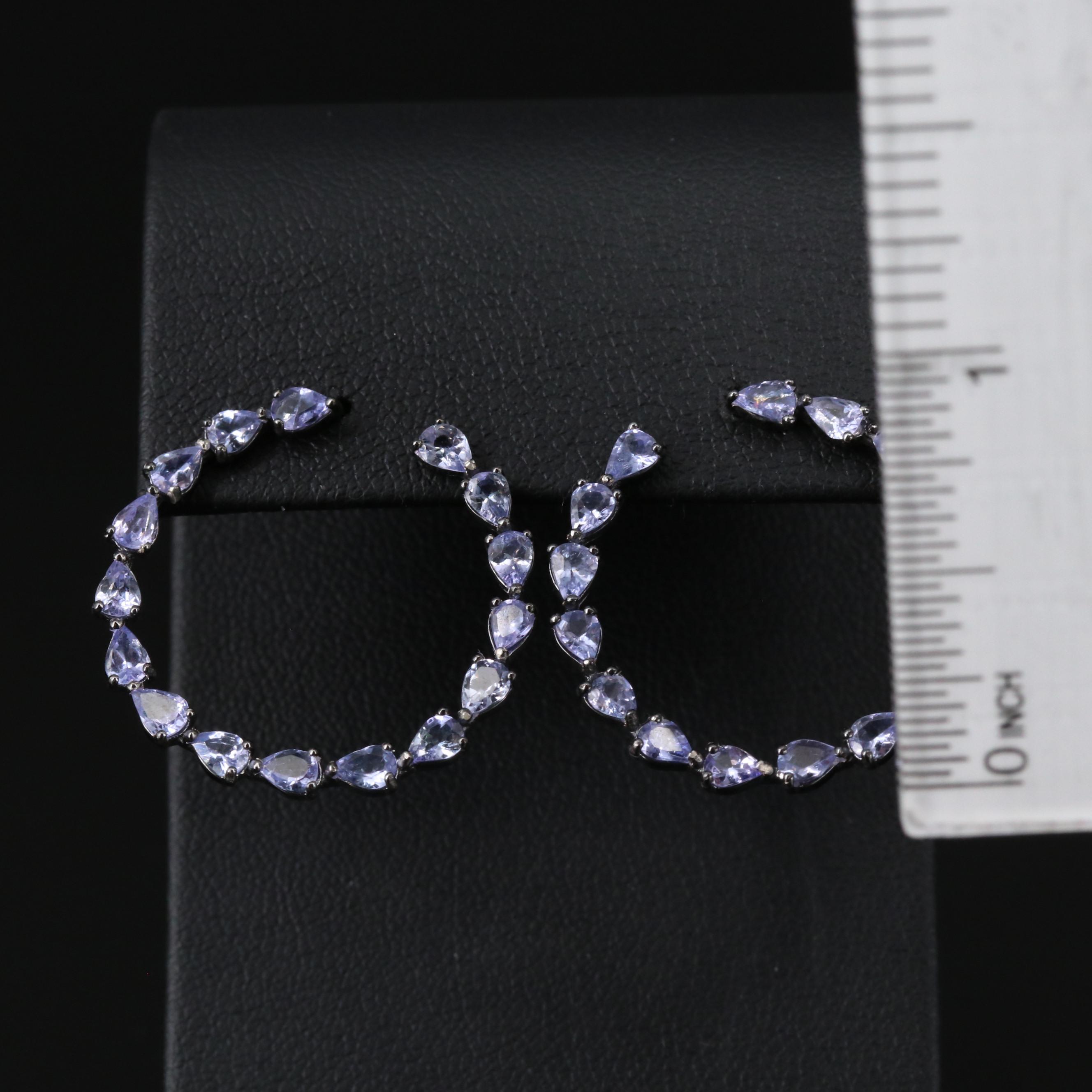 Sterling Tanzanite J Hoop Earrings