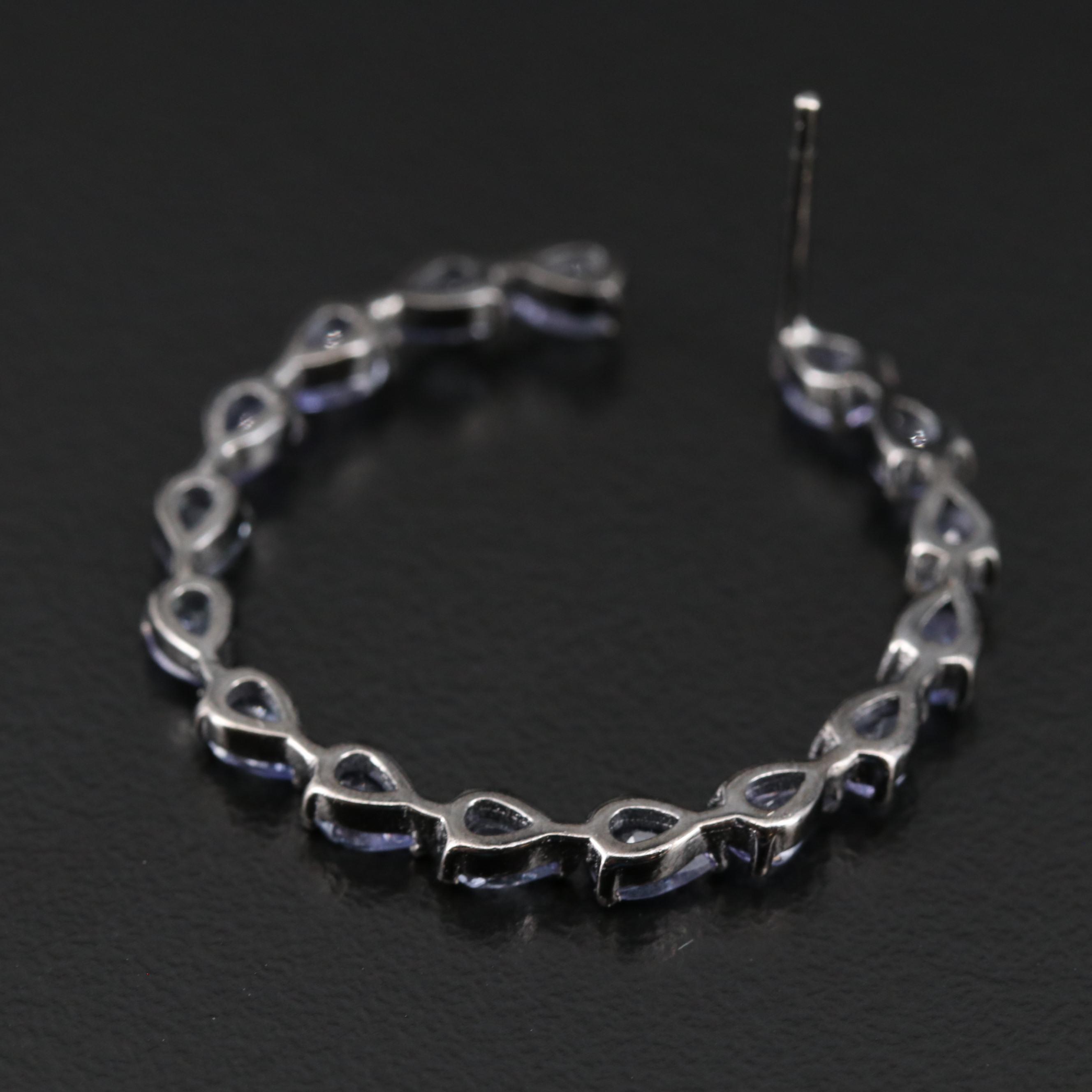 Sterling Tanzanite J Hoop Earrings