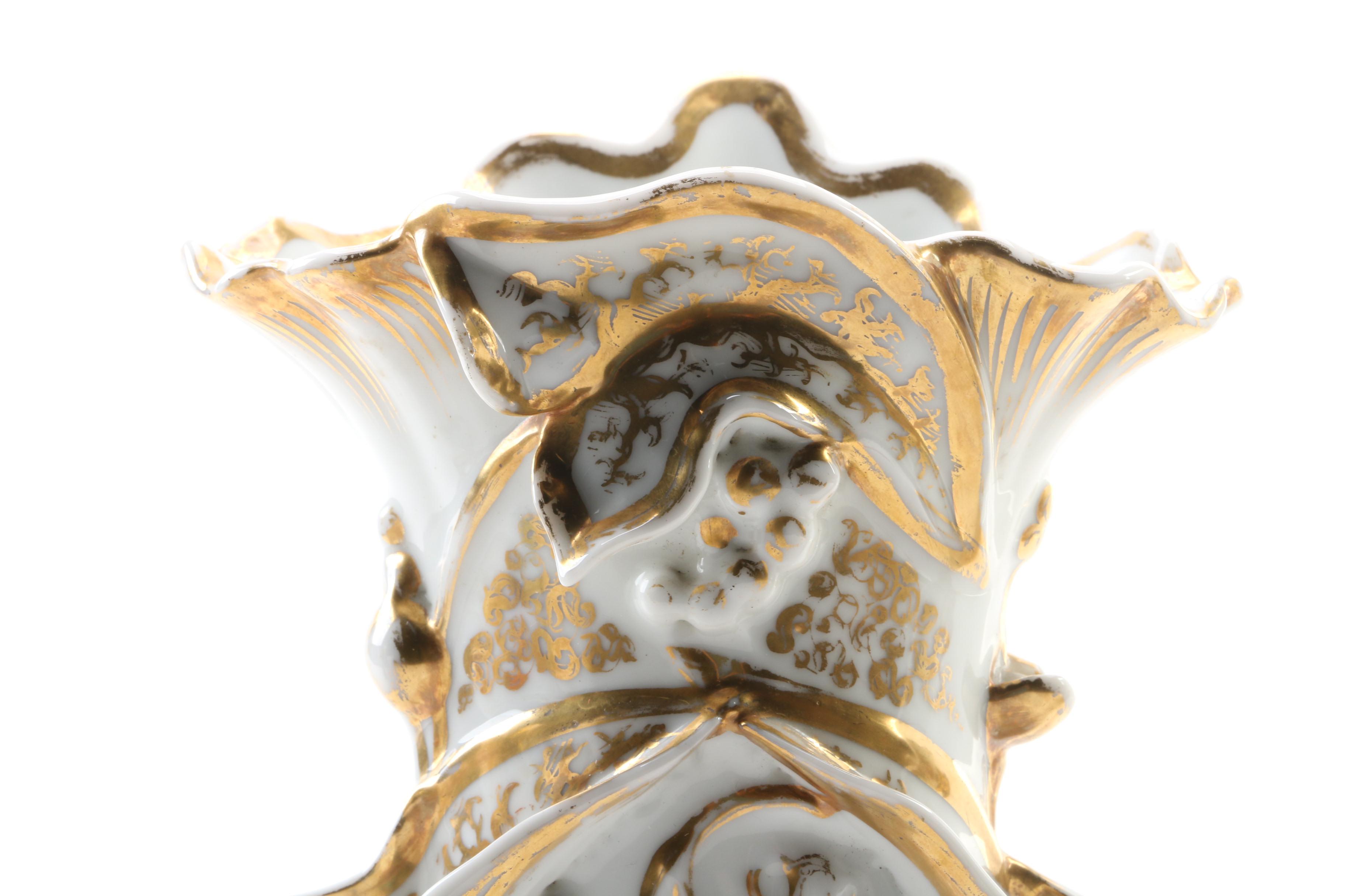 Old Pairs Porcelain Gilt Vases, Early to Mid 19th Century