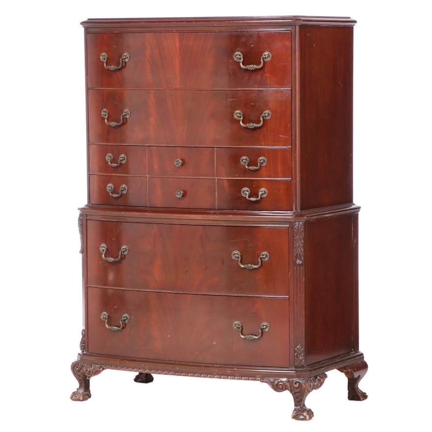 Empire Case Goods George III Style Mahogany Bowfront Six-Drawer Chest