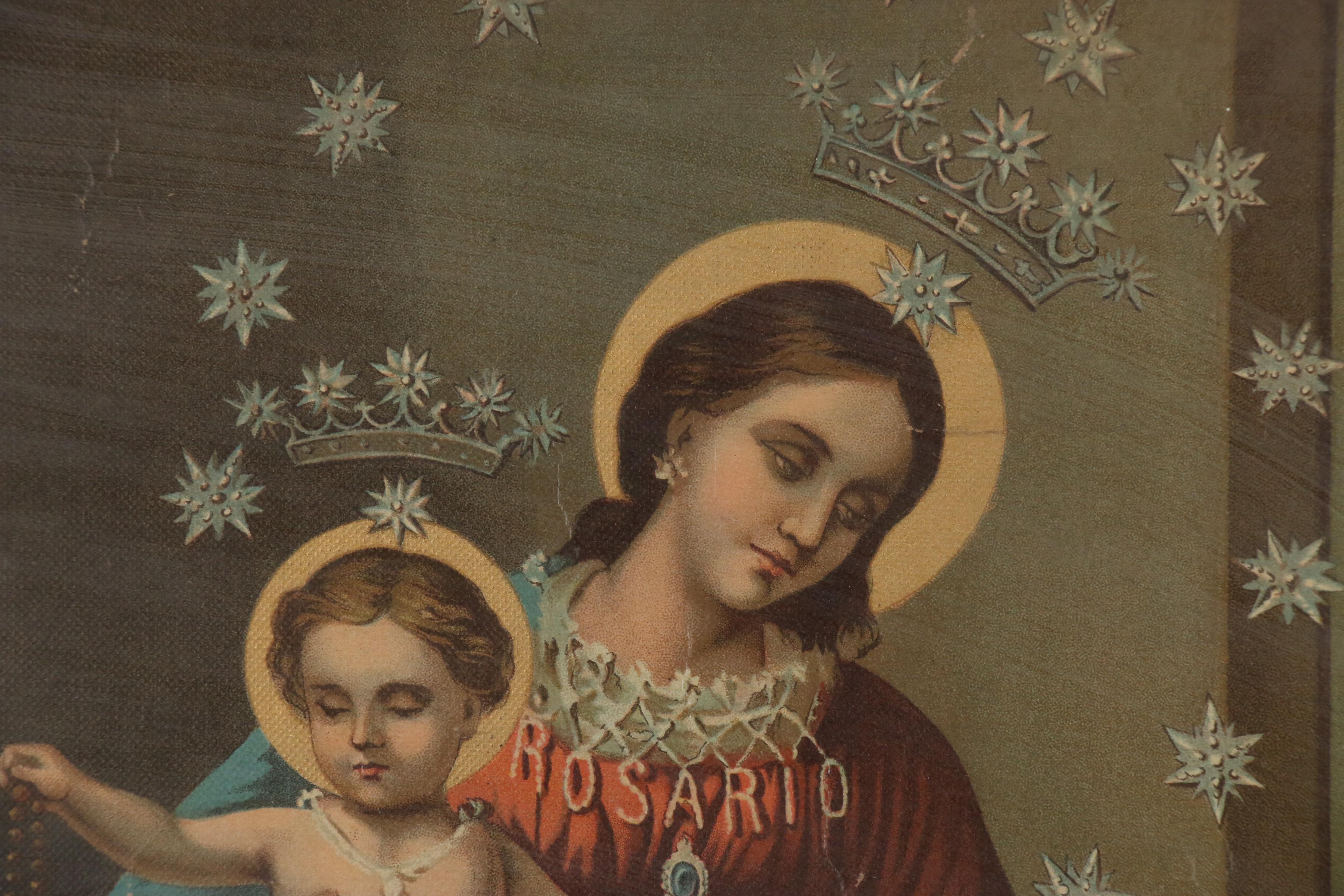 Chromolithograph "Our Lady of the Rosary of Pompei", Early 20th Century