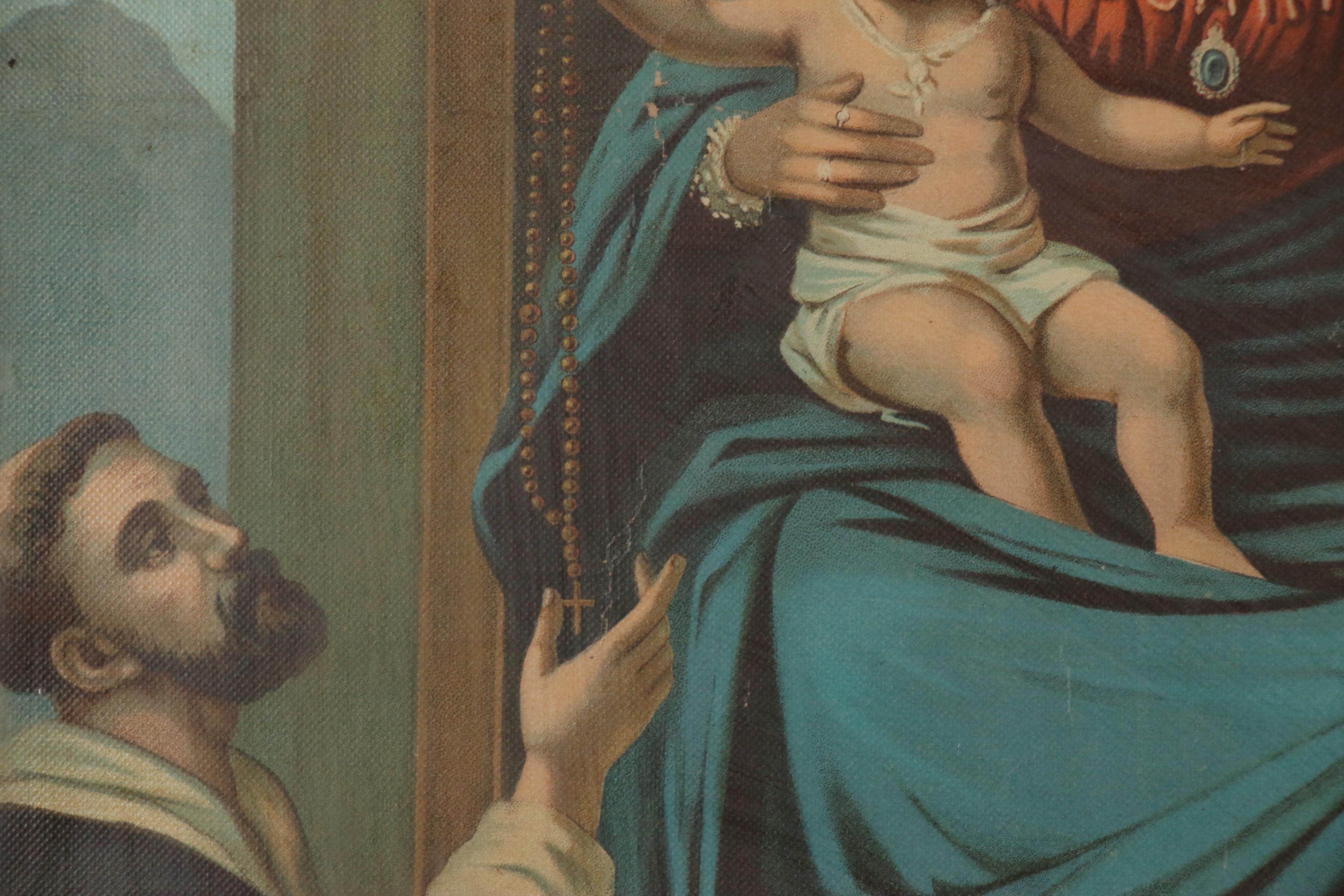 Chromolithograph "Our Lady of the Rosary of Pompei", Early 20th Century