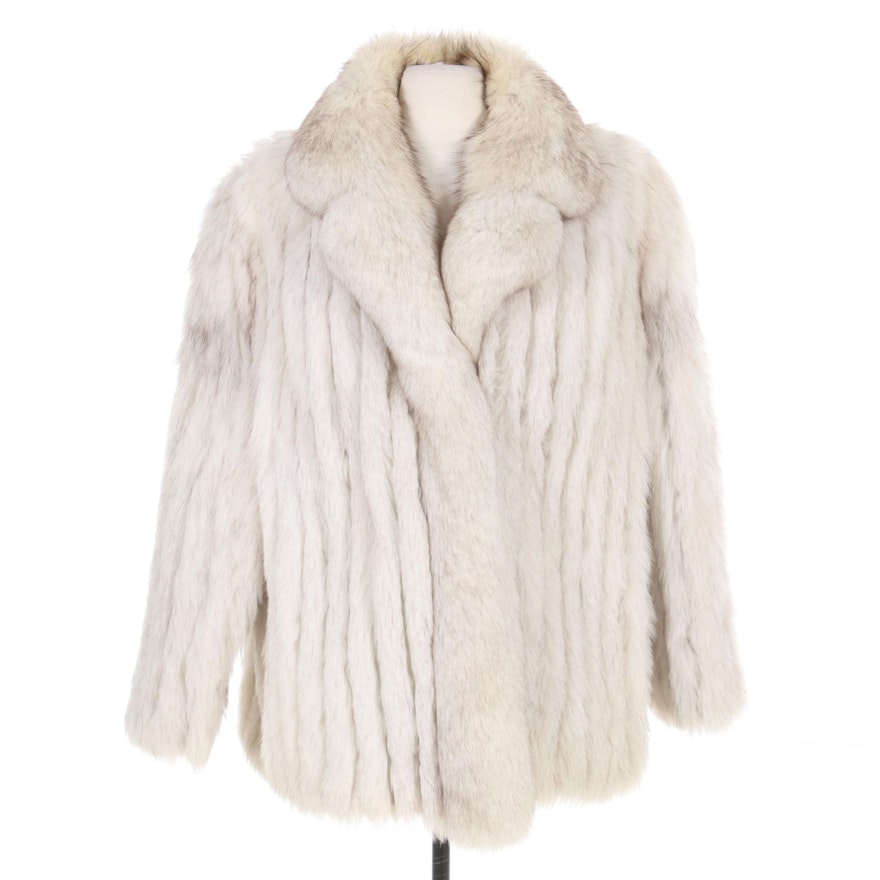 Corded Fox Fur Coat  with Notched Collar