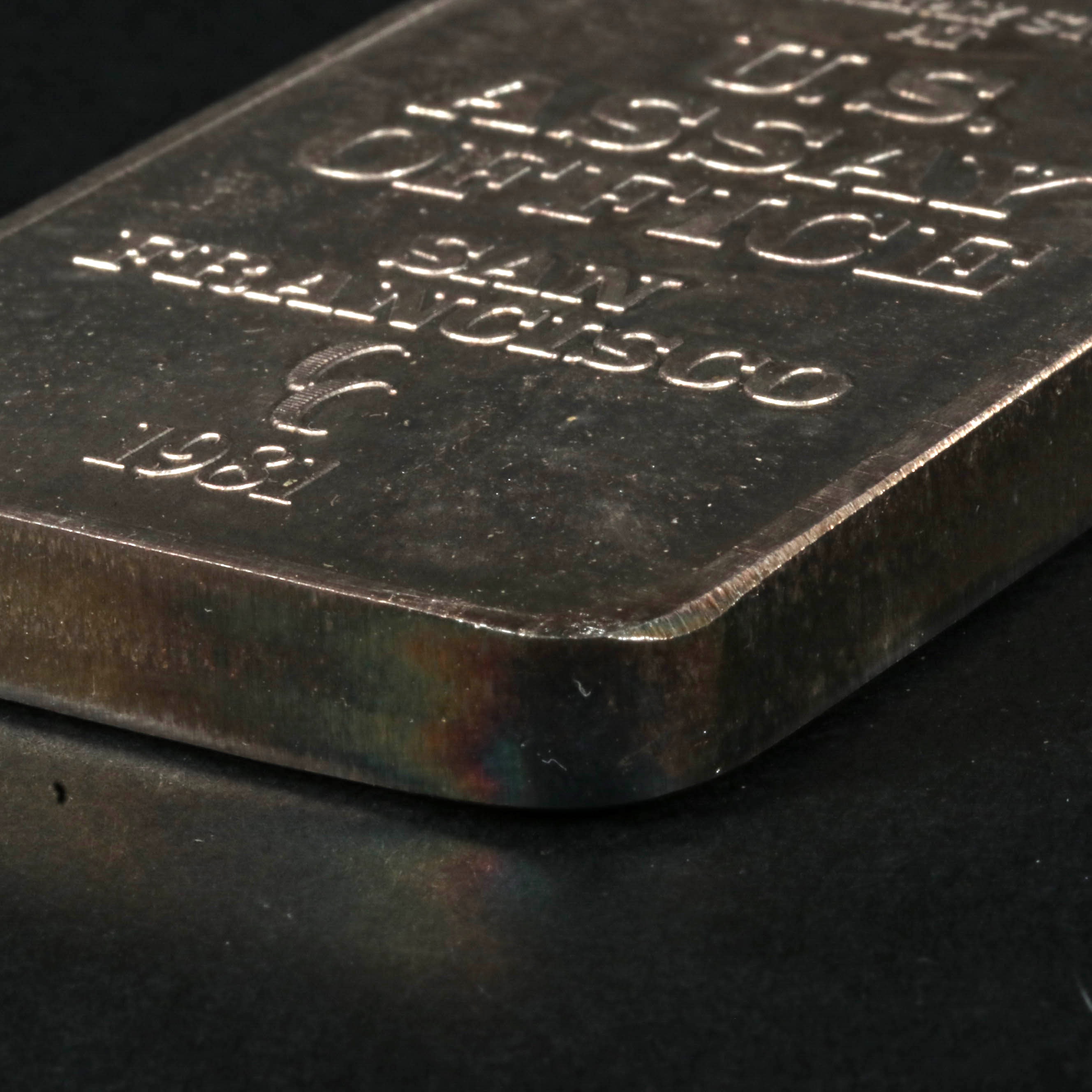 1981 Ten Troy Ounce .999 Fine Silver Ingot, U.S. Assay Office San Francisco