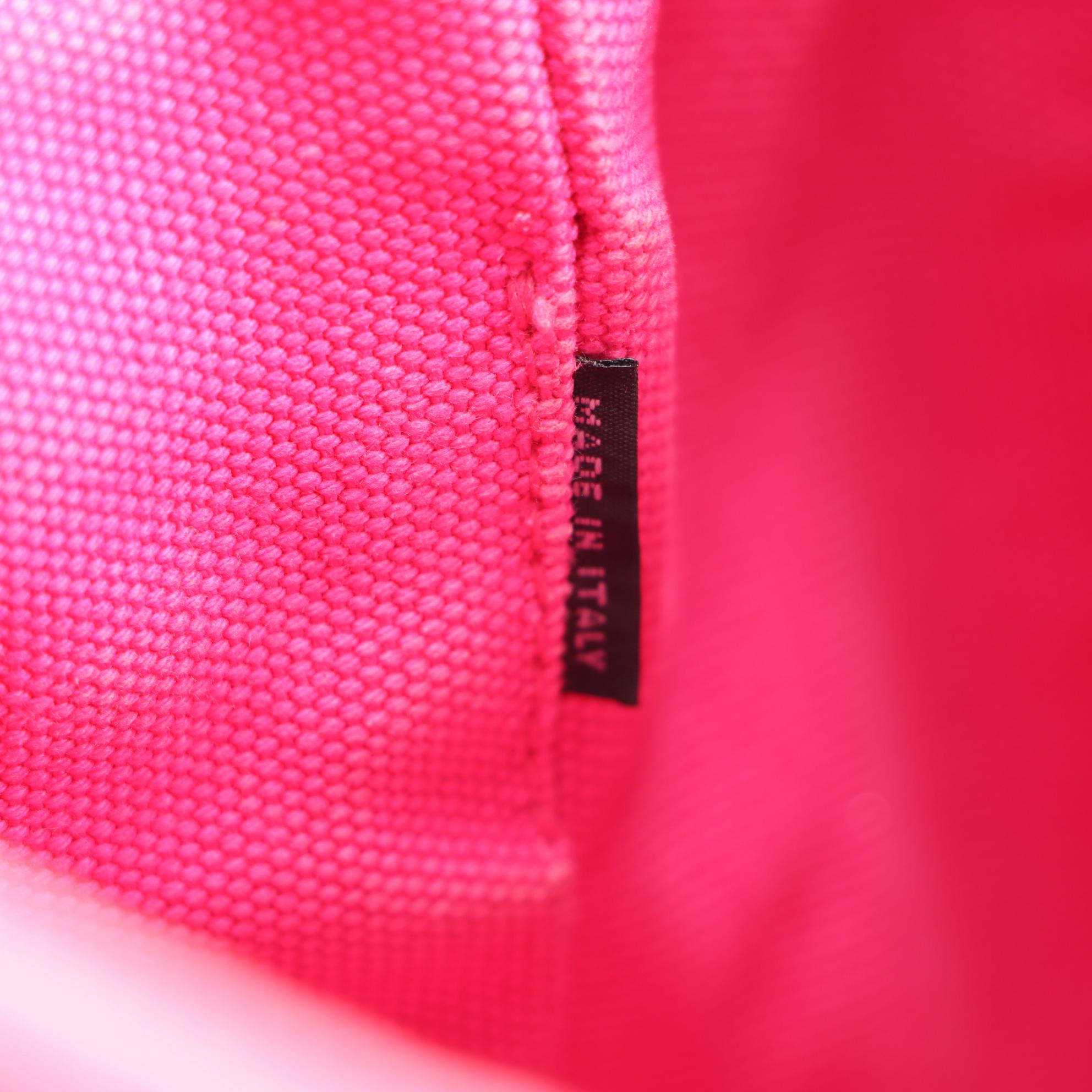 Prada Canapa Pink Canvas Large Logo Print Two-Way Tote