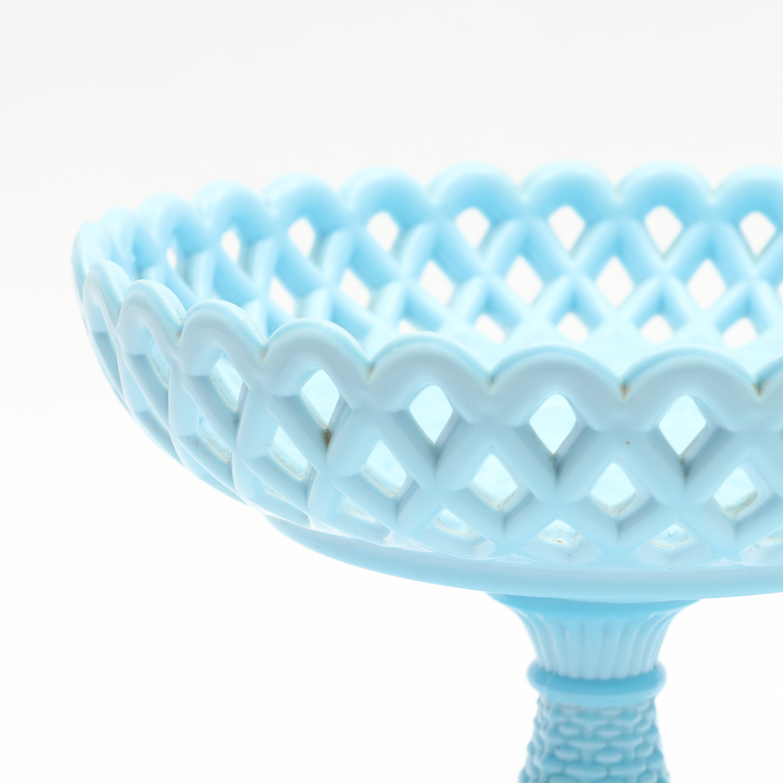 Challinor & Taylor Blue Milk Glass Pedestal Fruit Bowl, Early 20th Century