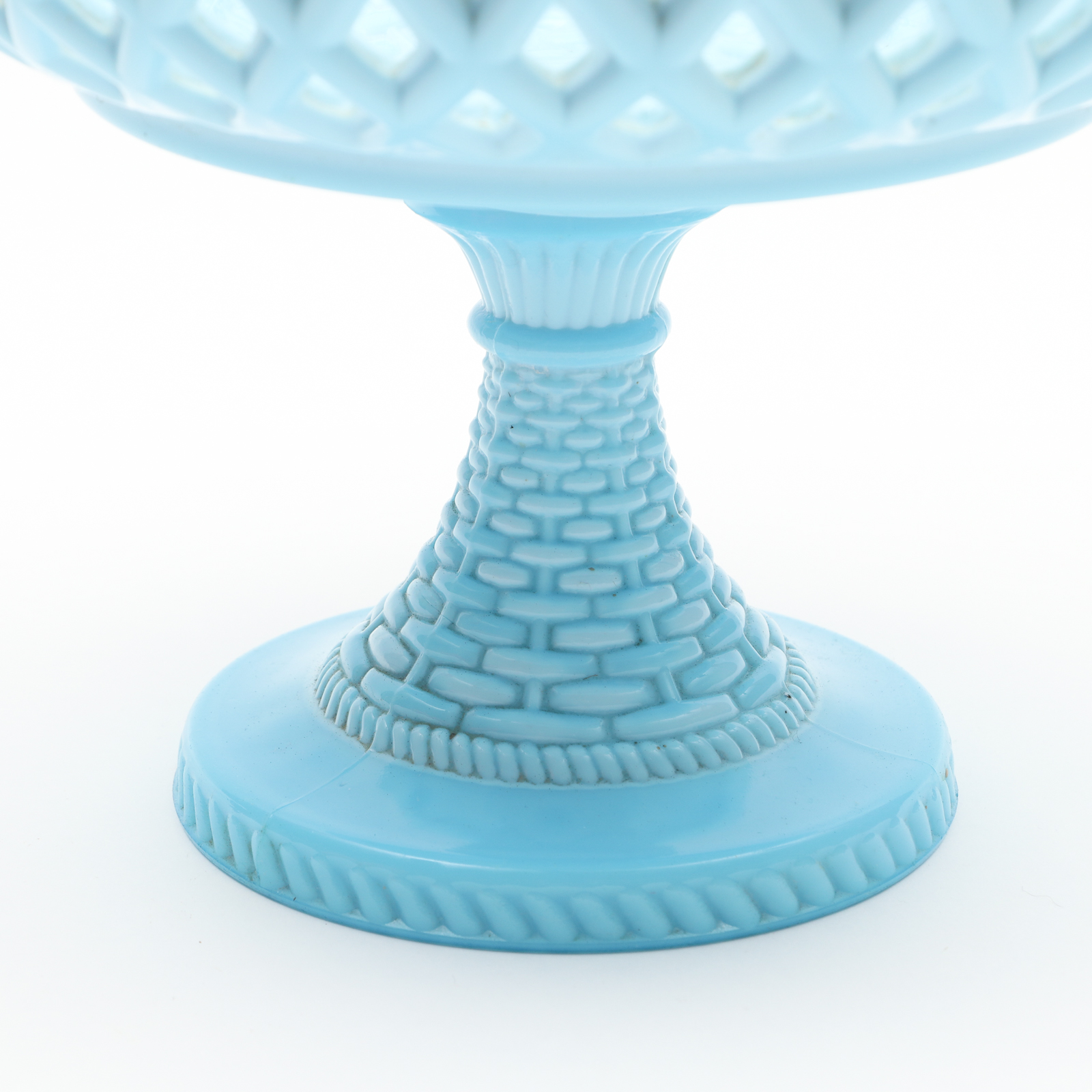 Challinor & Taylor Blue Milk Glass Pedestal Fruit Bowl, Early 20th Century