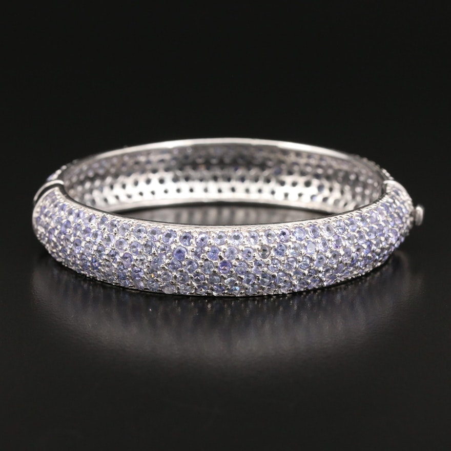 Sterling Tanzanite Hinged Bangle Bracelet