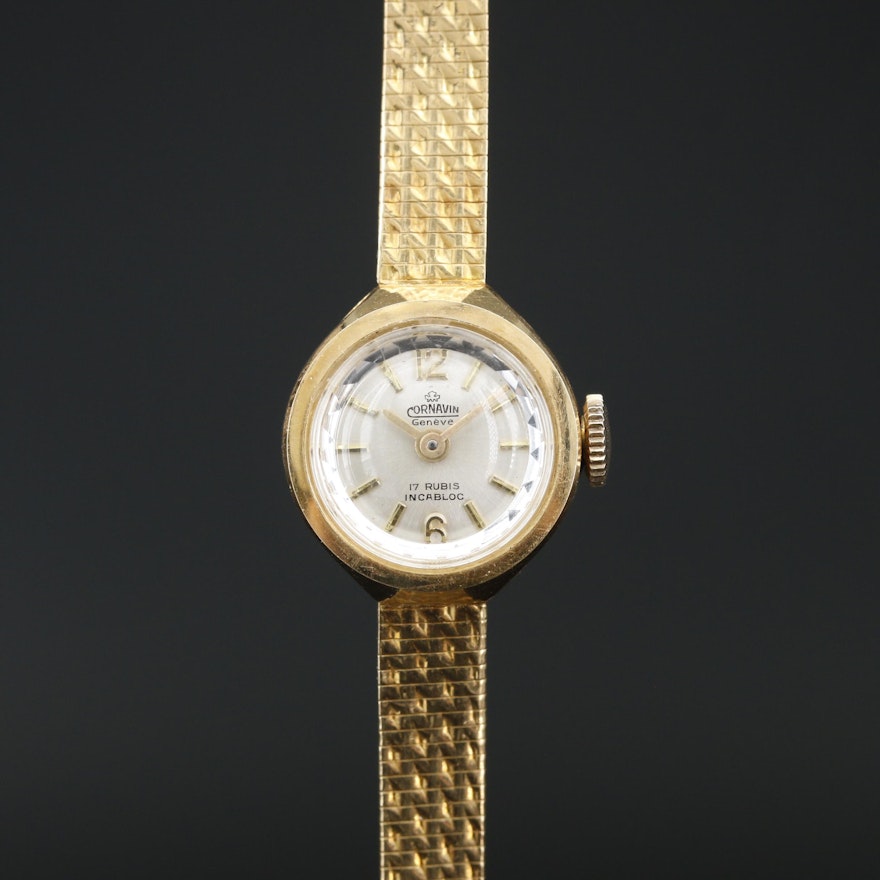 Cornavin Geneve 18K Gold Stem Wind  Wristwatch