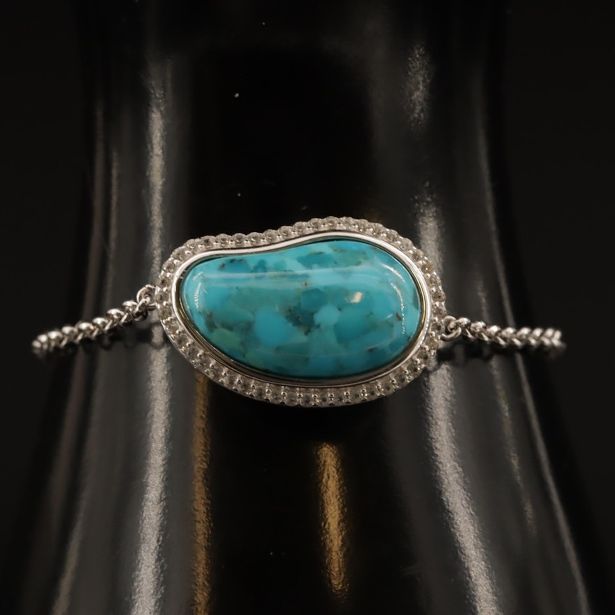 Sterling Silver Turquoise and White Sapphire Bracelet
