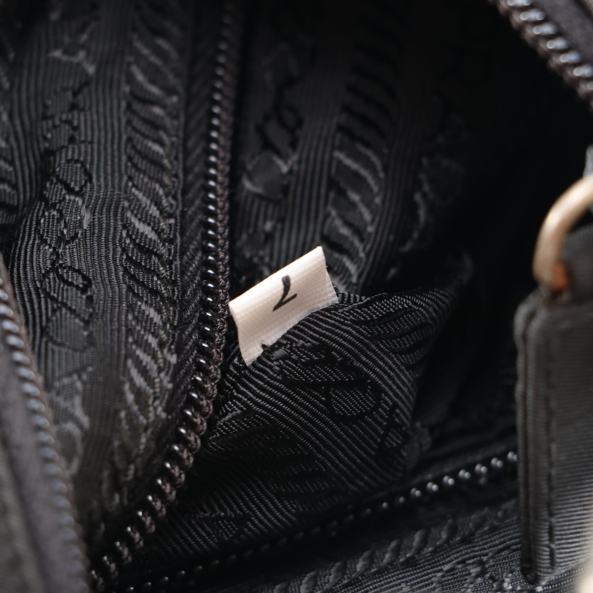 Prada Nero Tessuto Spazzol and Leather Shoulder Bag