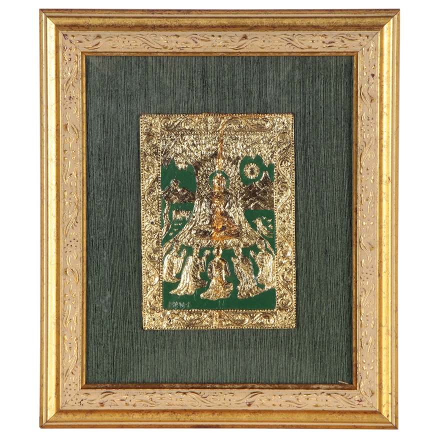 Thai Gilt Votive Tablet of Buddha and the Five Excellent Disciples, 21st Century