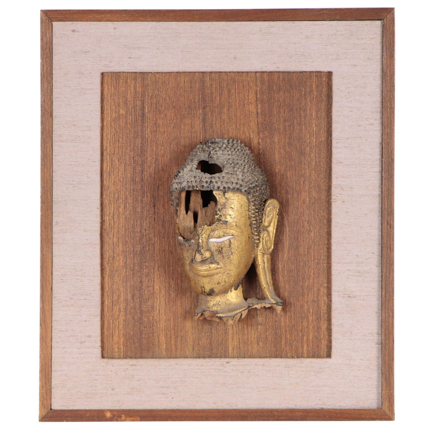 Thai Ayuthya Style Gilt Buddha Head, 19th to 20th Century