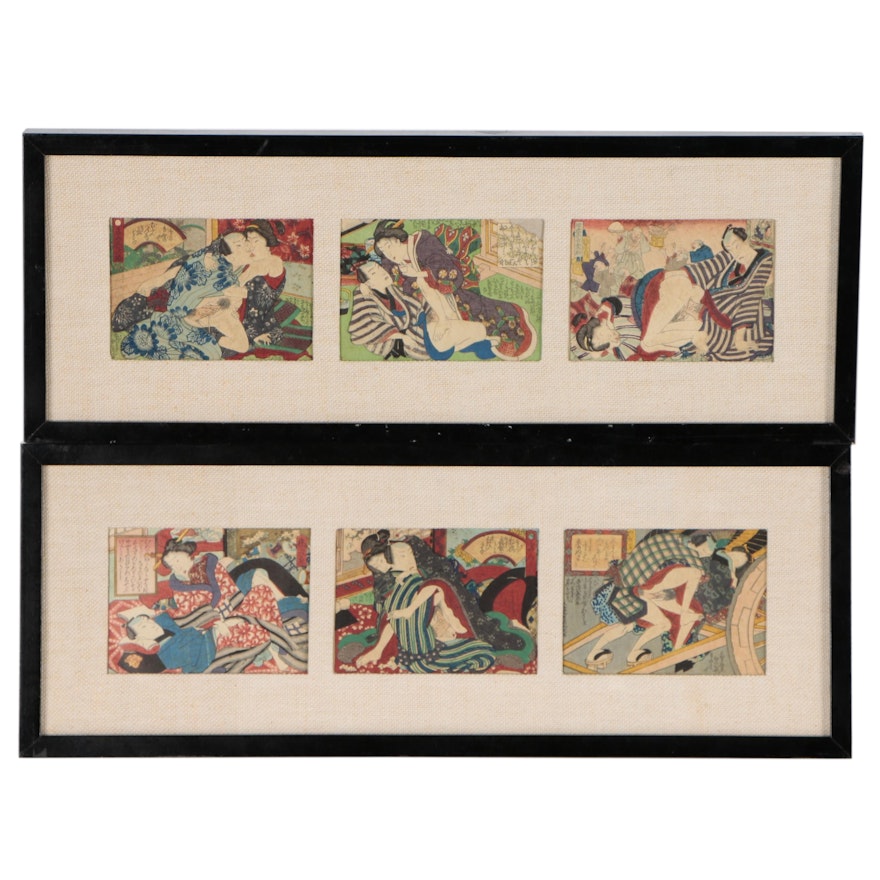 Japanese Erotic Shunga Woodblock Prints, 20th Century